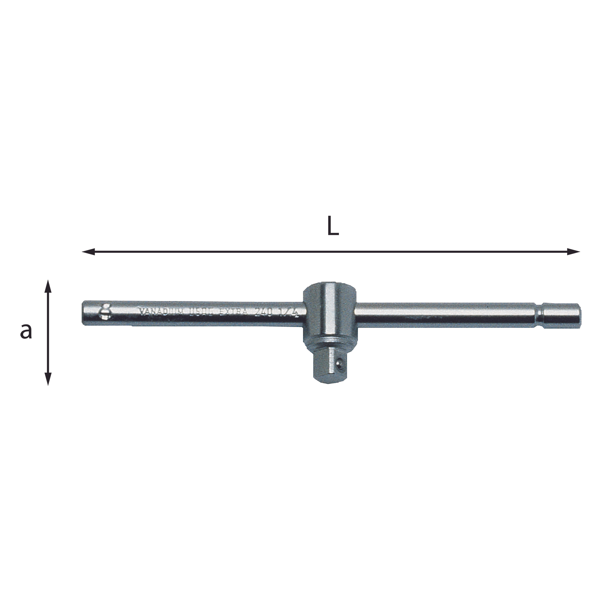 L. 280mm T-handle with slinding square drive a 45mm - Usag 240 1/2 N