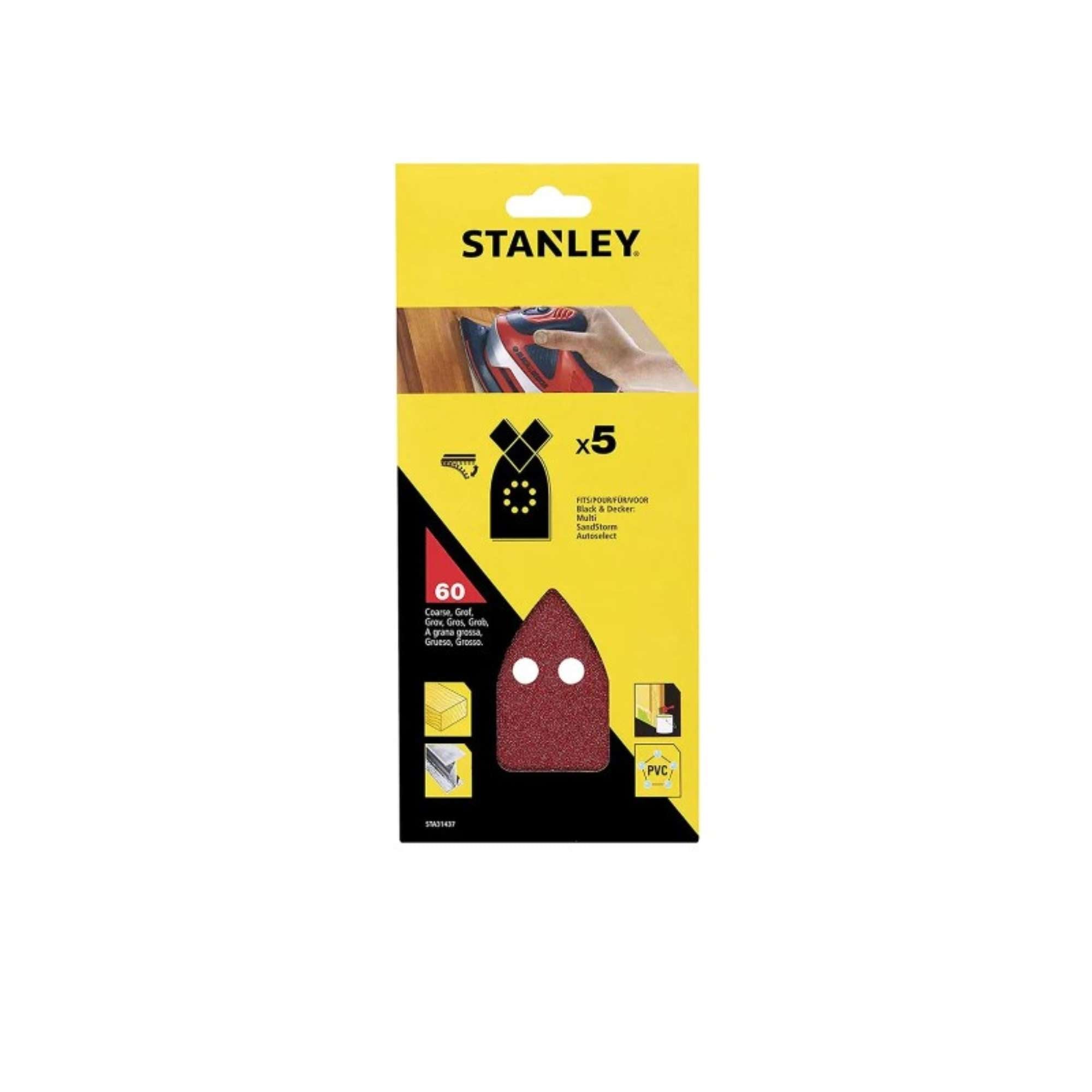 Set 5 Sheets for Mouse Grit 60 - Stanley STA31039XJ