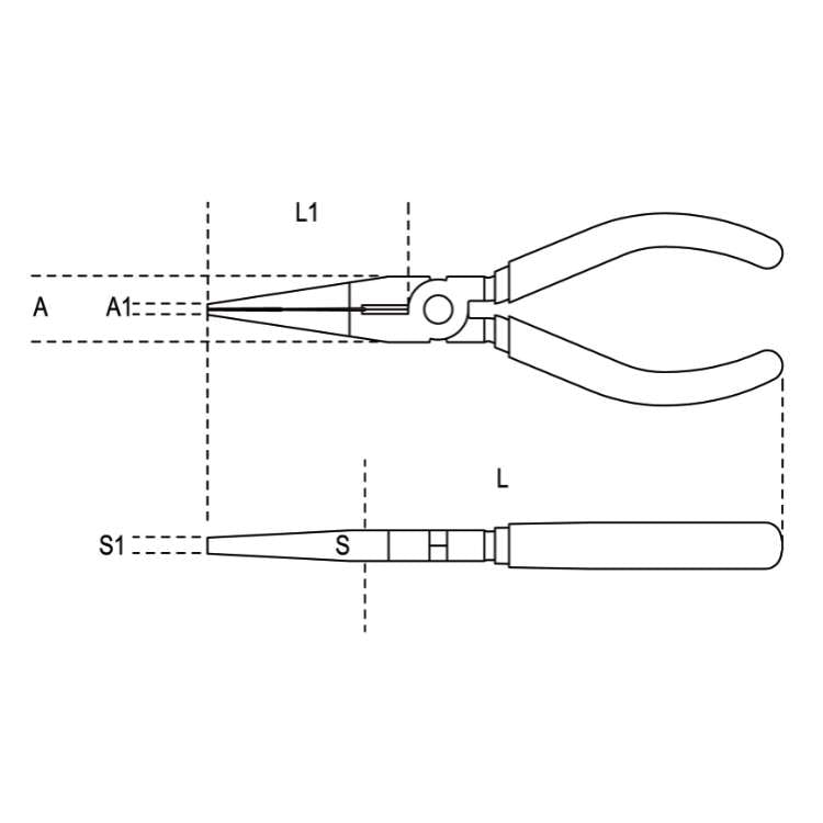 Very long straight half-round knurled pliers 160mm - Beta 1166