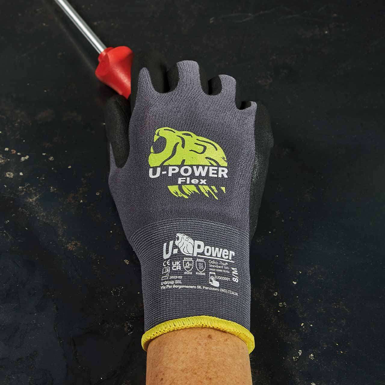 Flex, Gloves against mechanical and thermal hazards gray size L - U-Power