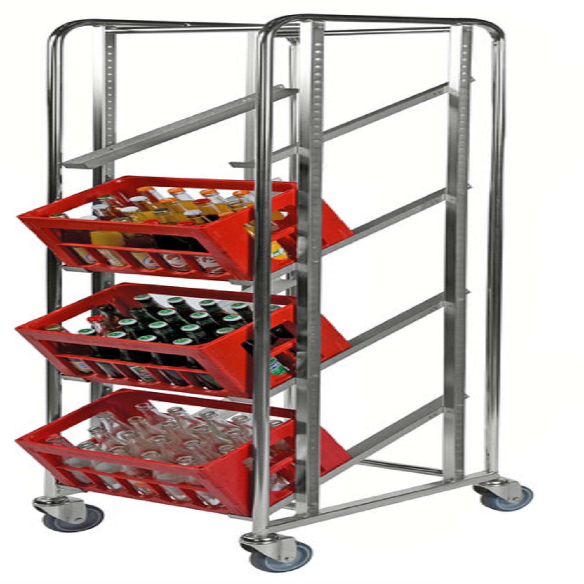 Bin trolley adjusted for 4 bin, L x W x H (mm) 410 x 585 x 1880 - Kongamek