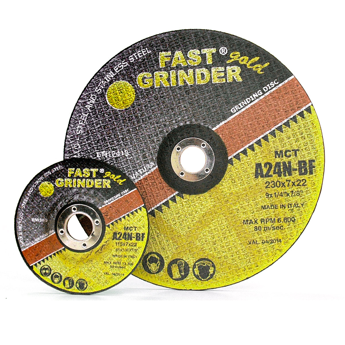 Industrial Grinding Discs MCS-GOLD A24N iron/stainless steel - Rosver - Conf.25pz