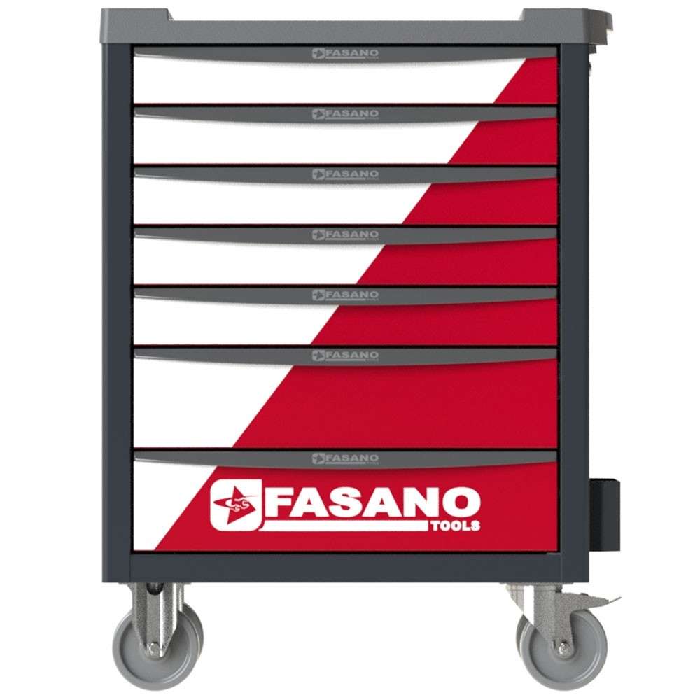 Bi-color 7-drawer tool cart with 178 tool assortment