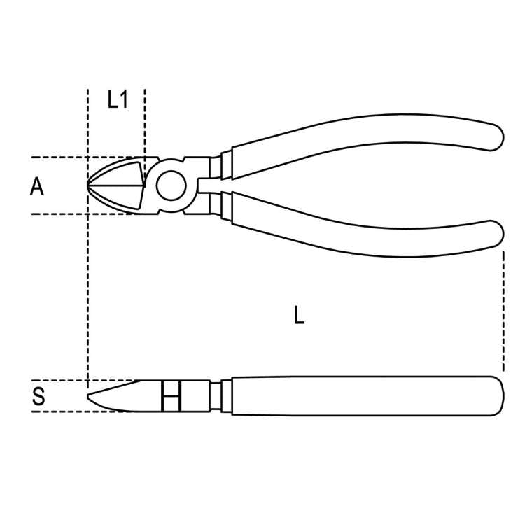 Diagonal cutting nippers, bi-material handles L.140mm - 1082BM 140 Beta