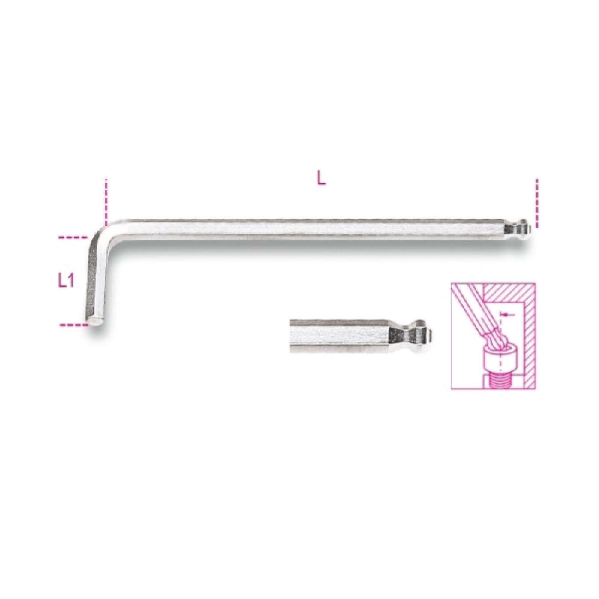 Bent Hexagon Socket Wrench With Spherical End - Beta 960353