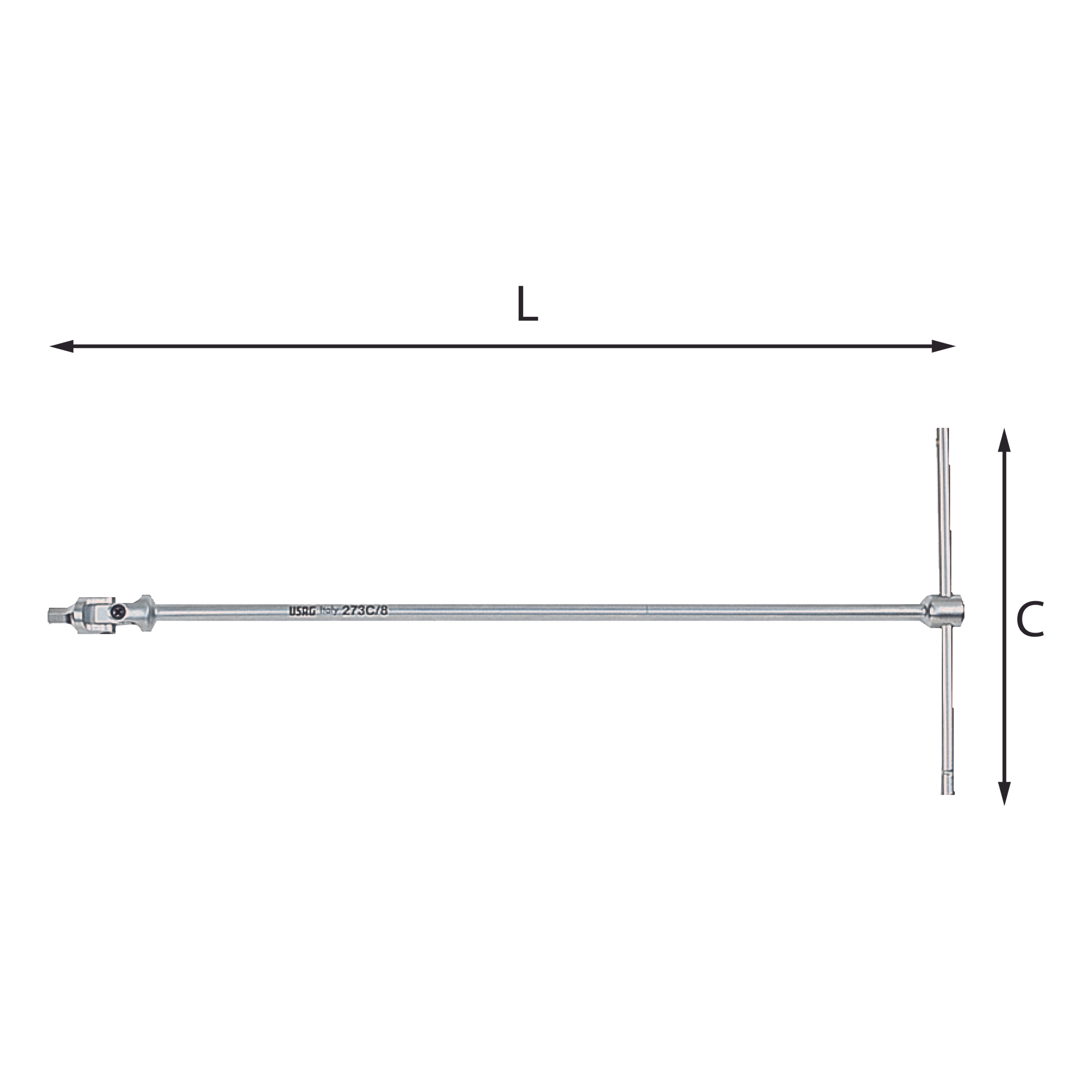 Articulated T wrench with 6mm hex socket - Usag U02730306 273 C