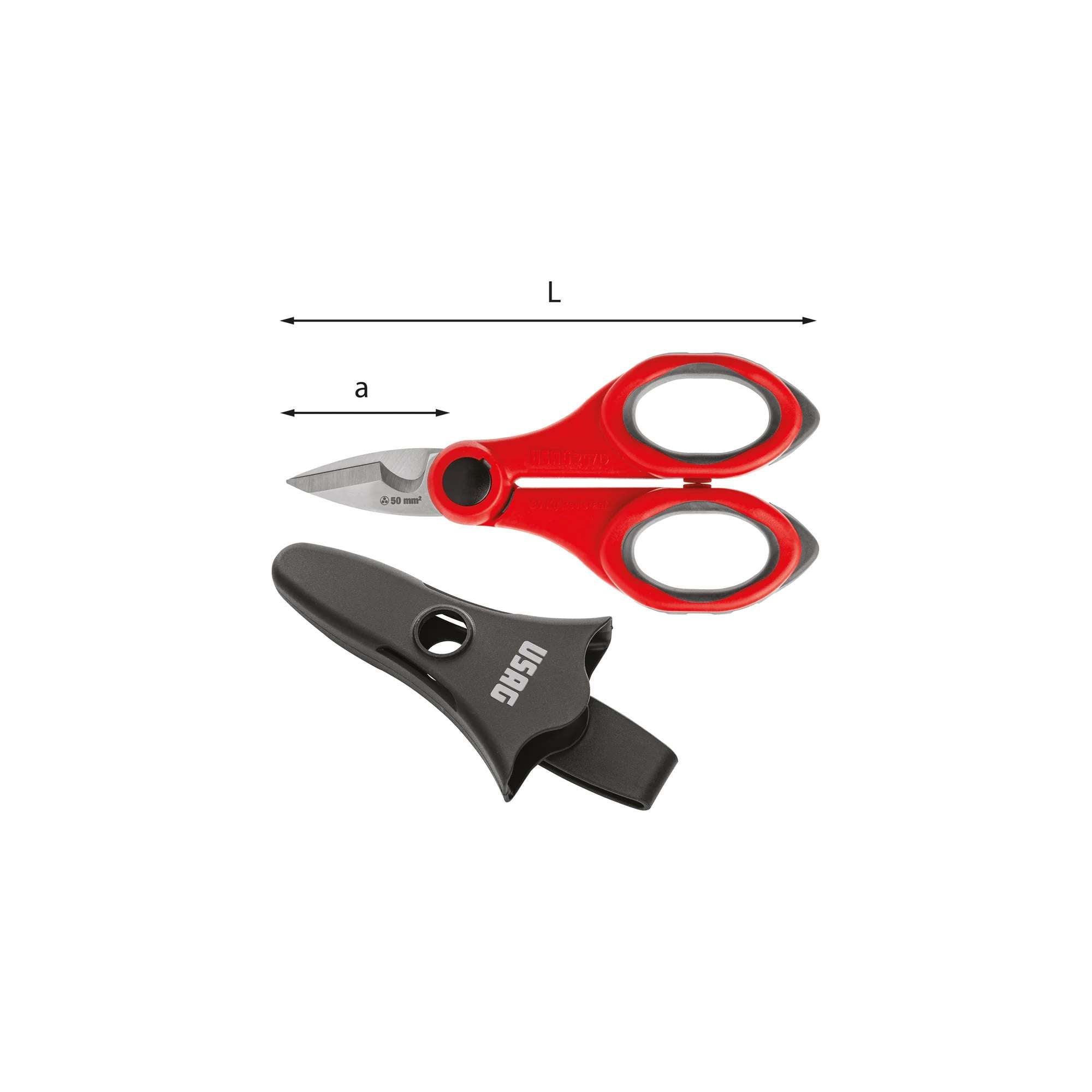 L. 155mm Professional scissors for electricians a 43mm Usag 207 D