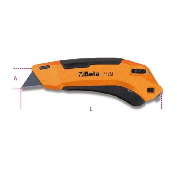 Automatic safety retractable blade cutter supplied with 4 blades - 1772M Beta