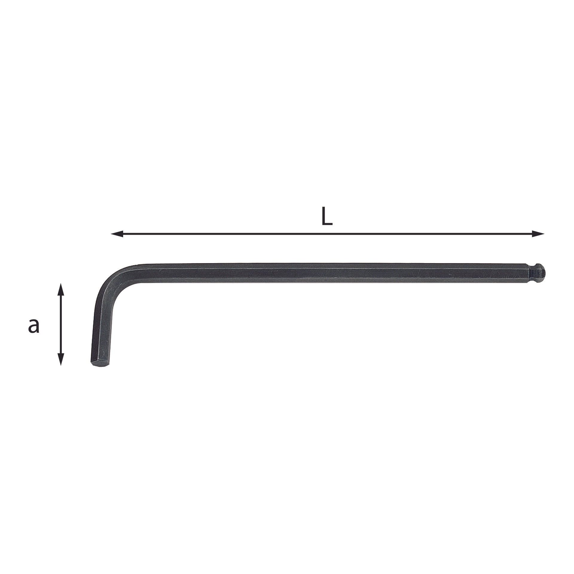 8mm Long angled hexagon keys with spherical head - Usag 280 LTS