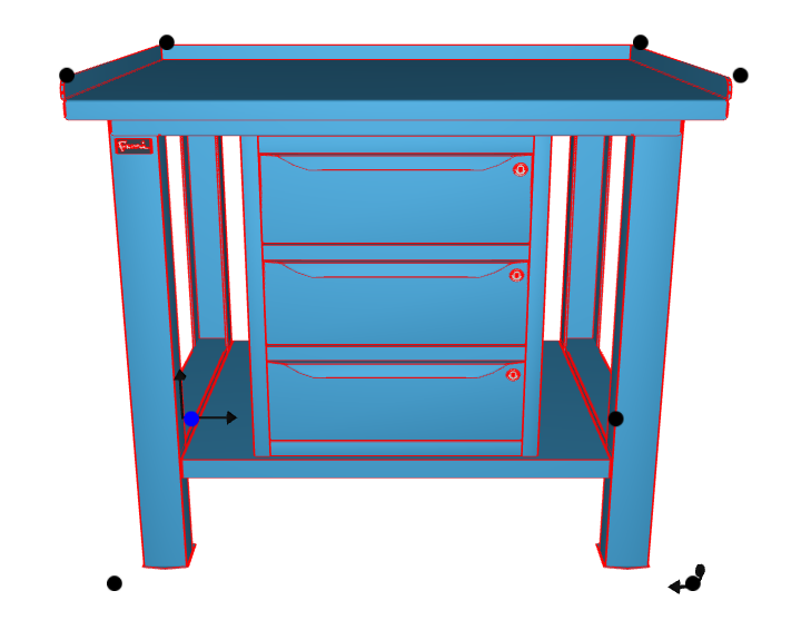 WORKSHOP WORKBENCH STEEL TOP 1031 X 705 X 855 H - WARDROBE 3 DRAWERS - FAMI - BLUE