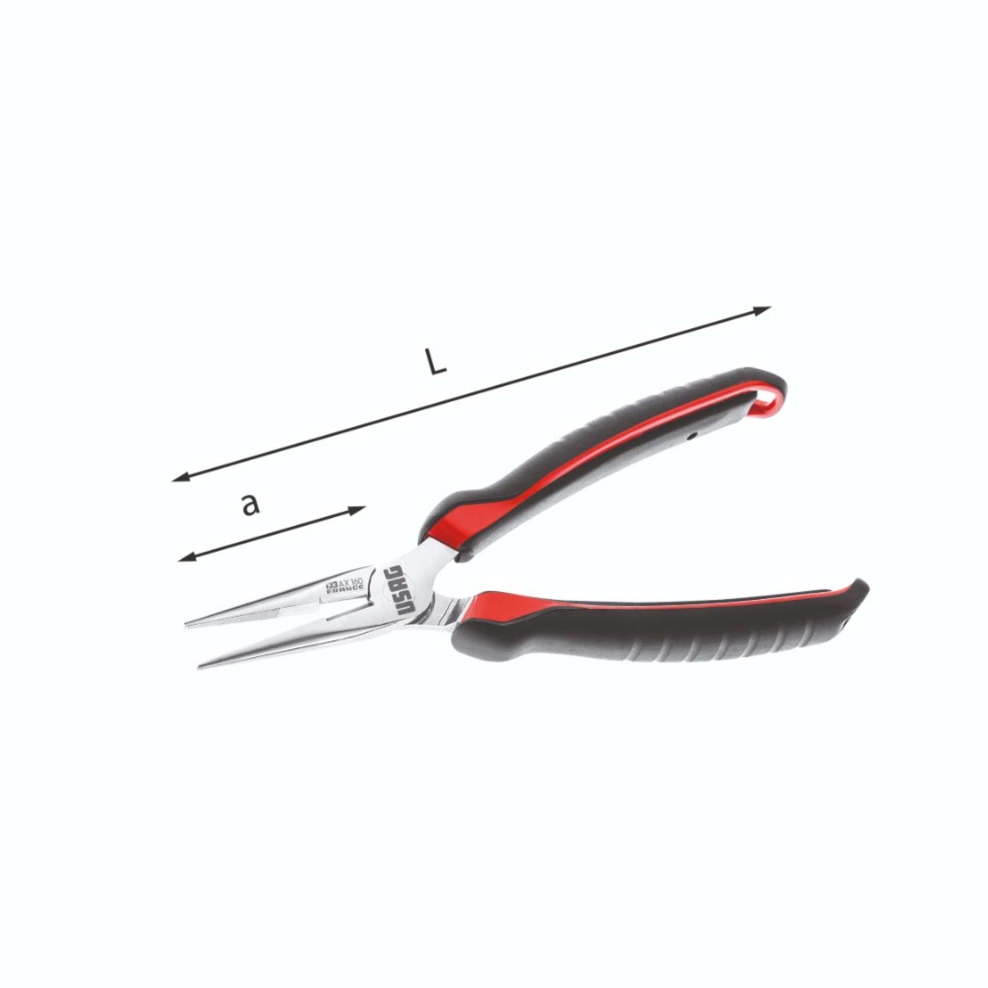 Very long straight half round beak pliers - Usag 133AX