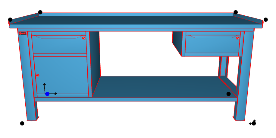 WORKSHOP WORKBENCH STEEL TOP 2007 x 705 x 855 H - WARDROBE 1 DRAWER 1 DOOR + WARDROBE 1 DRAWER - FAMI - BLUE