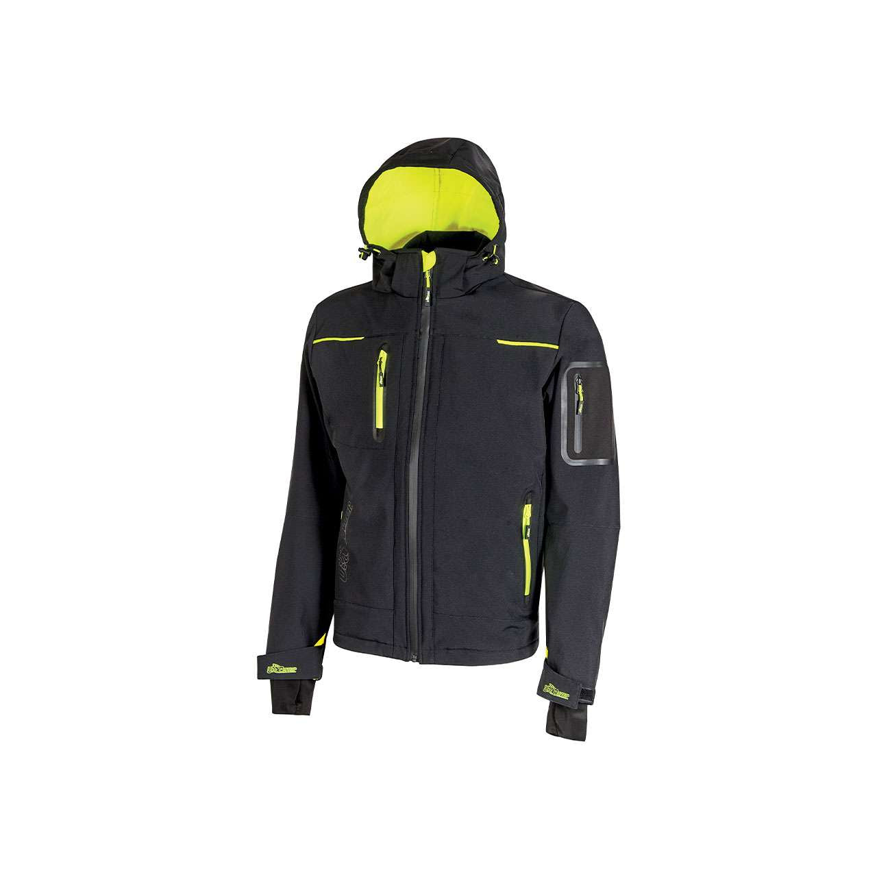 U-POWER Professional Work Jacket SOFT SHELL Black Carbon Yellow FU187BC