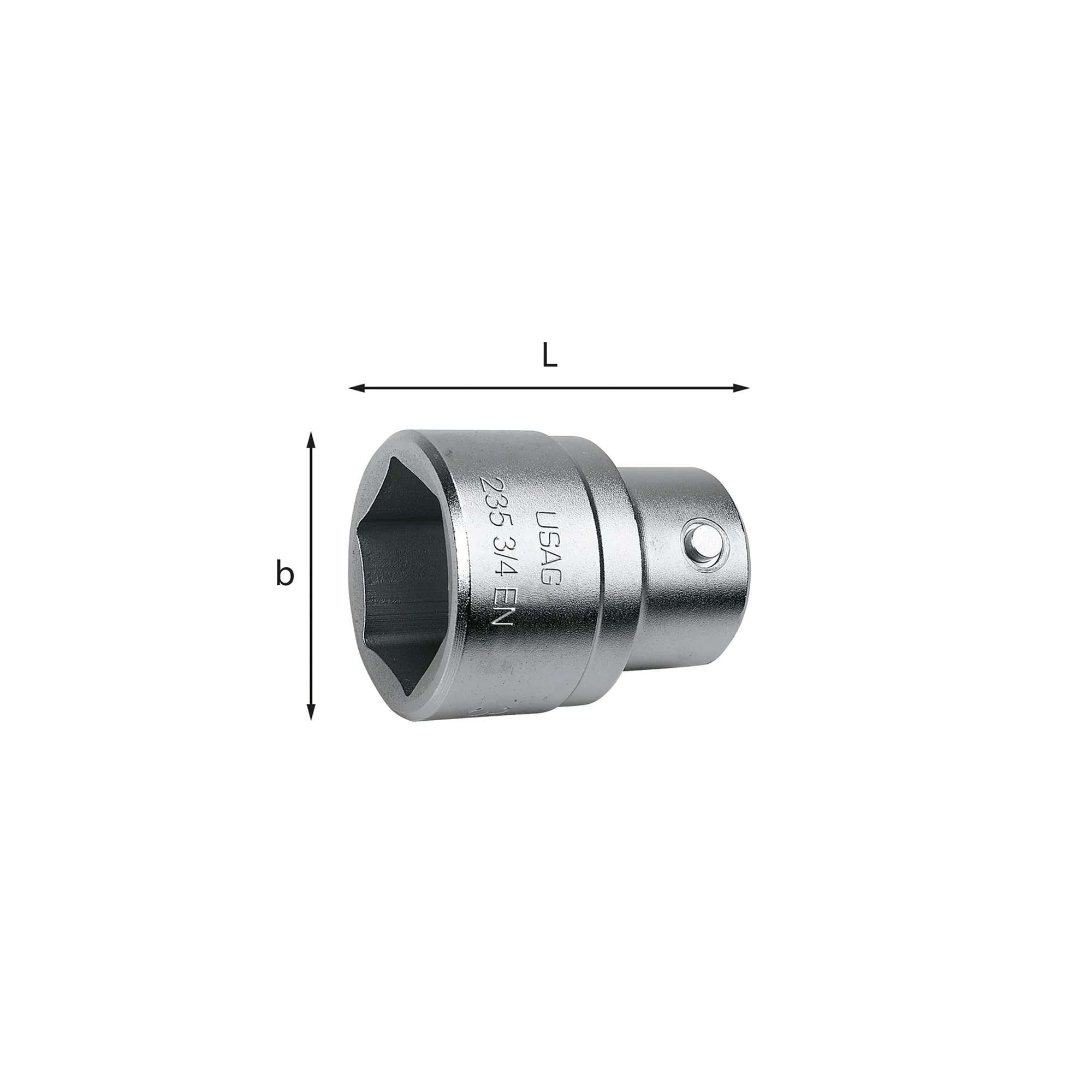 Hexagonal socket 3/4", 26mm hexagonal opening - Usag 235 3/4" EN