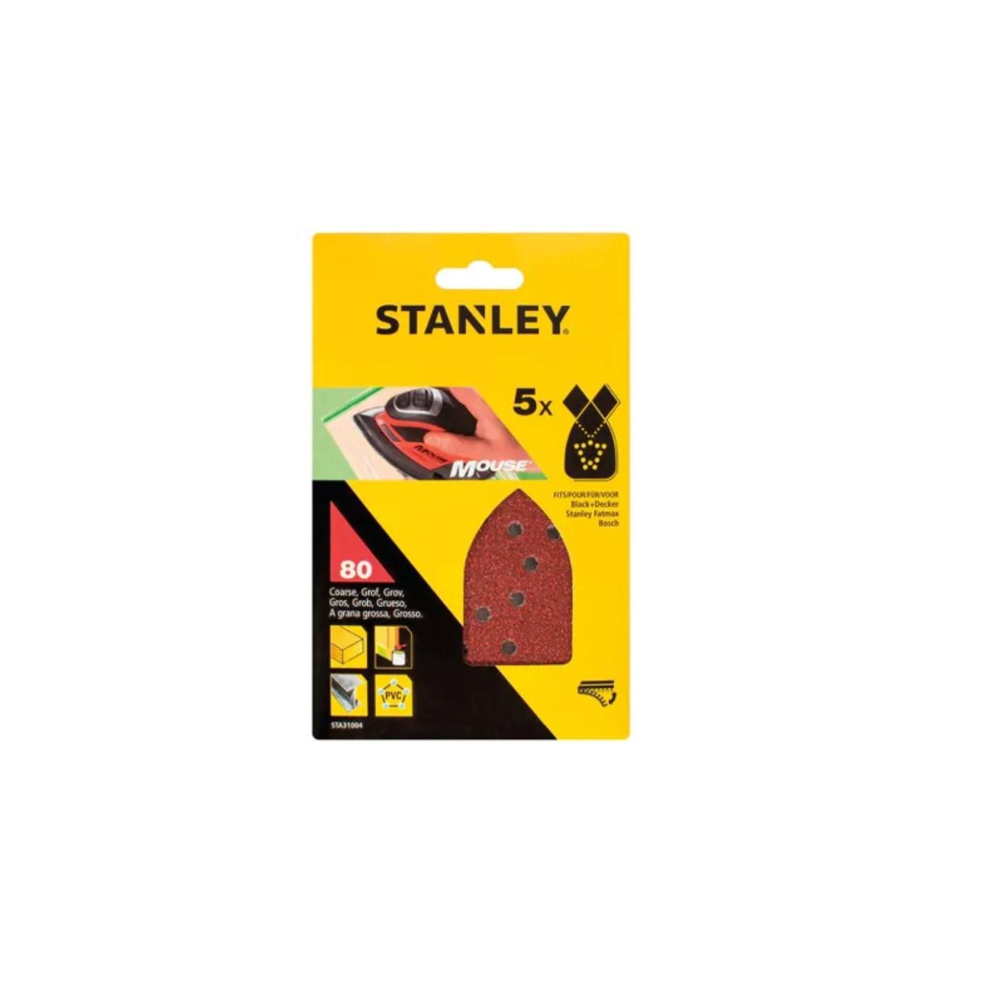 Set 5 Sheets for Mouse Grit 80 - Stanley STA31004XJ