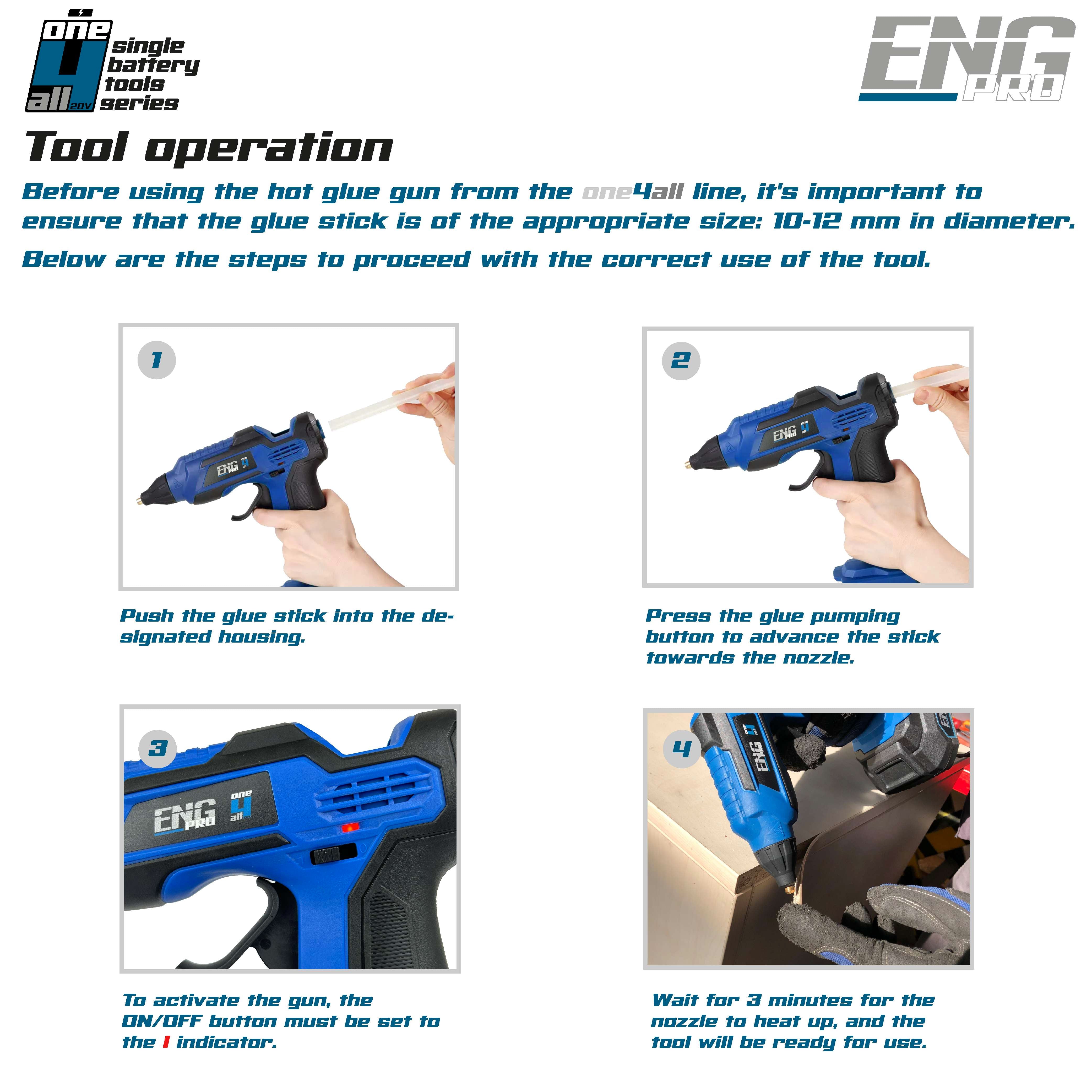 Cordless Glue Gun - Professional Line ONE4ALL 20V ENGPRO 1B20-PC00