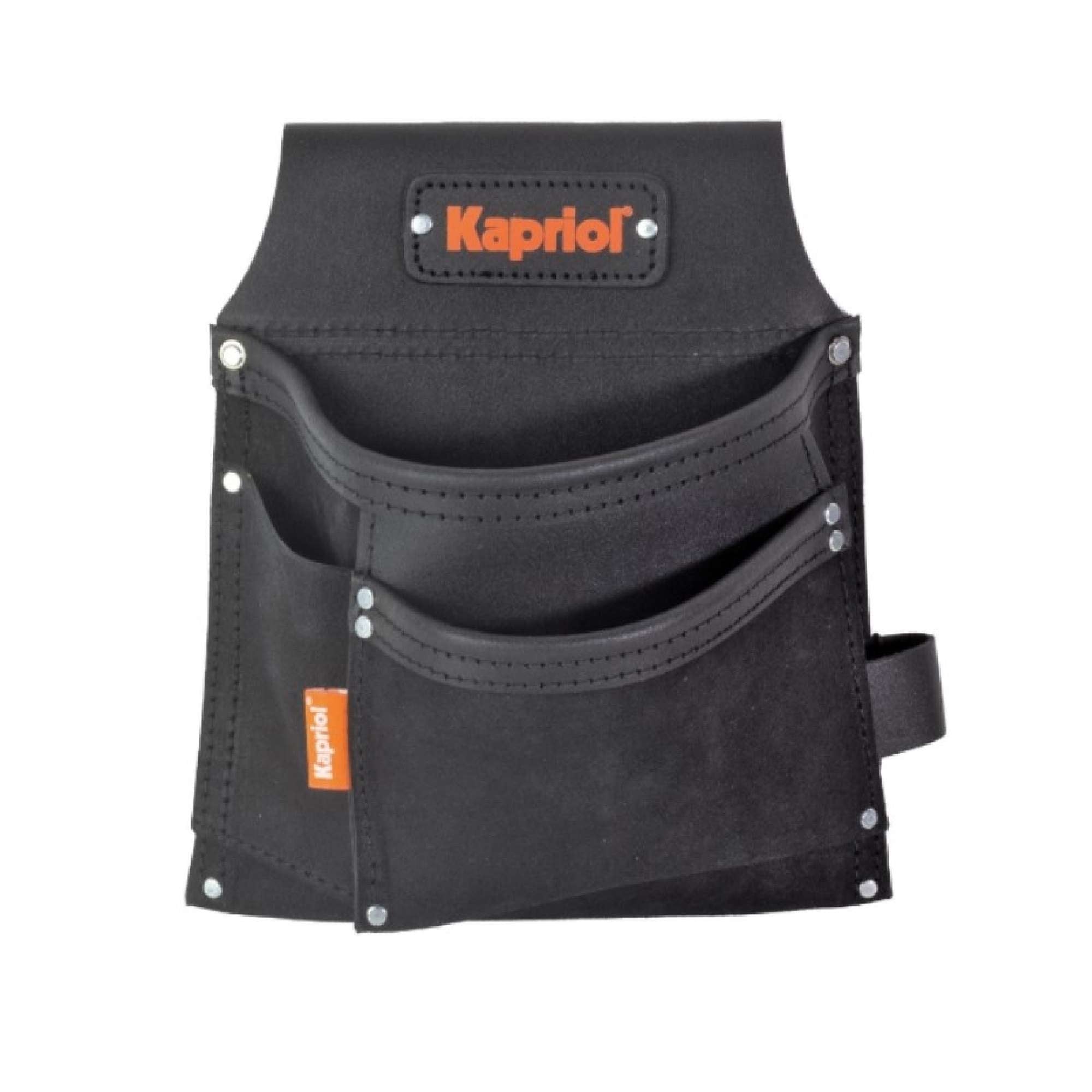 Black 3-pocket carpenter's leather bag - Kapriol 25055