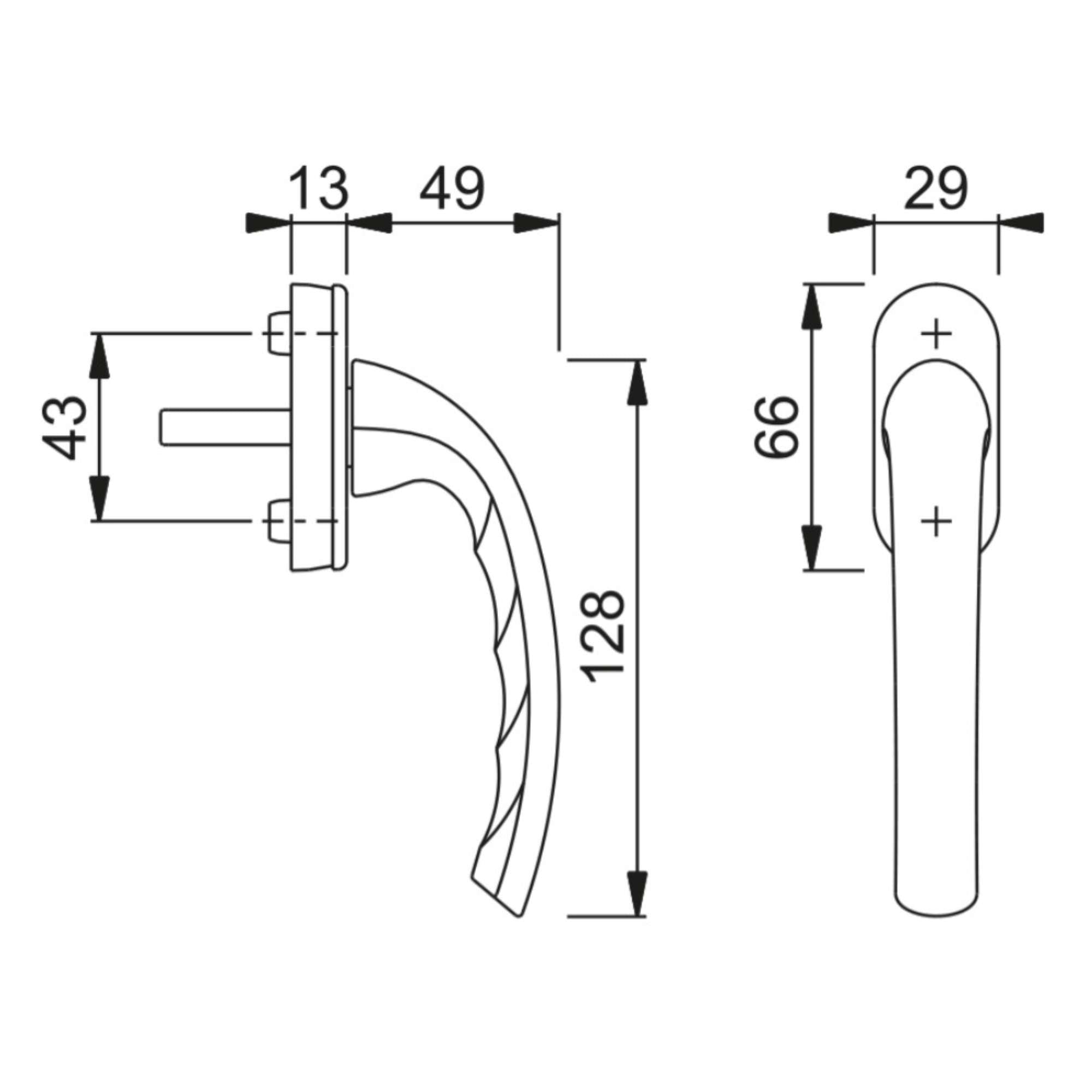 Tokyo handle, hammer DK 0710/U26 F1 aluminum silver - Hoppe 8127680