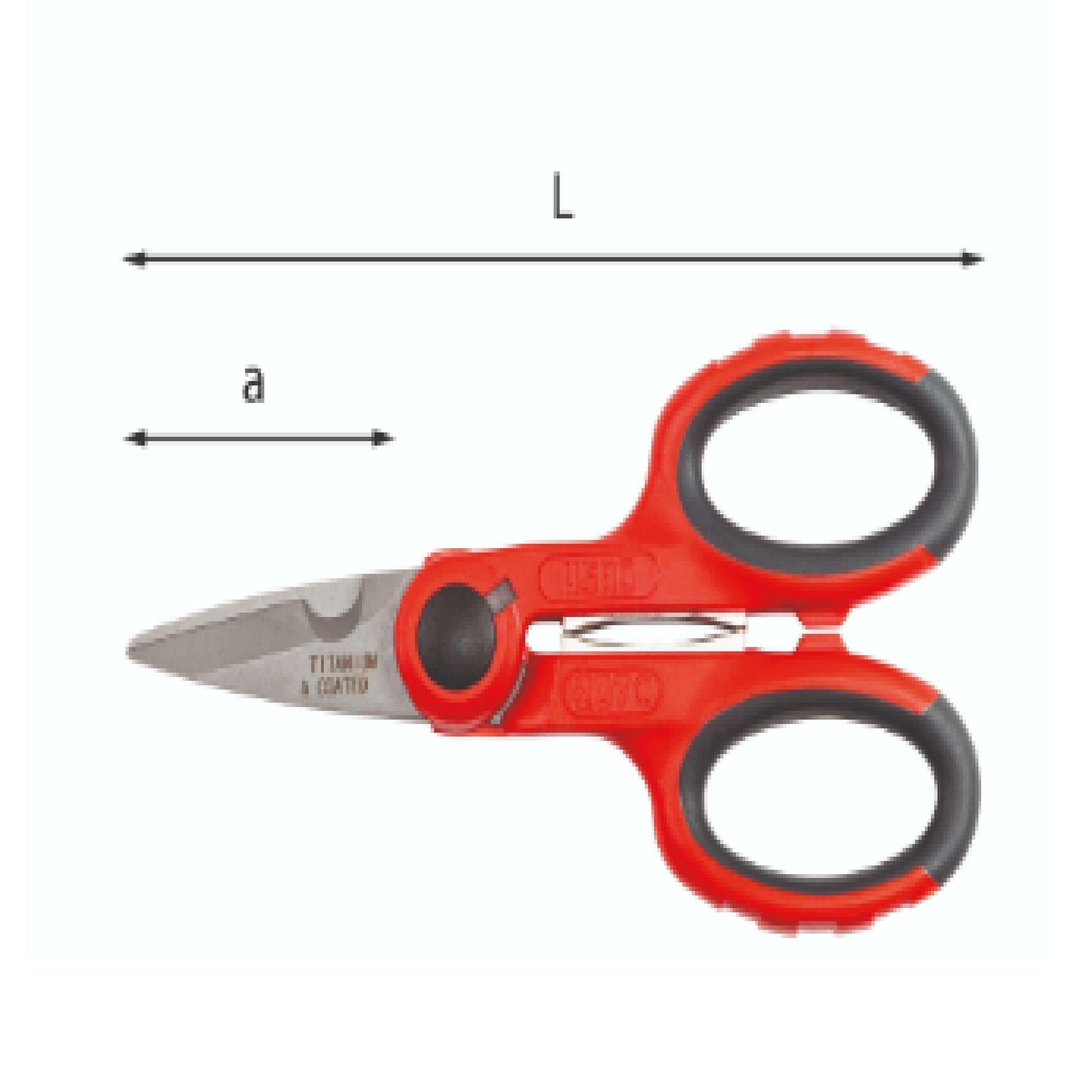 Electrician's scissors with steel blades, L143 mm - Usag 207 C