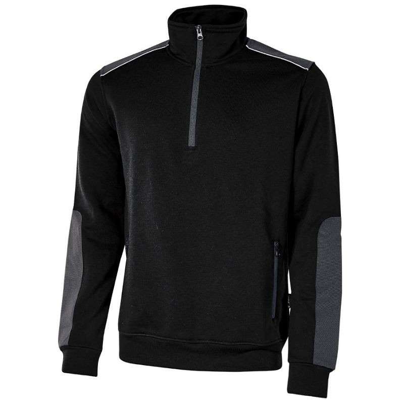 Half-zip Black Carbon Sweatshirt winter weight, high collar - U-Power Cushy