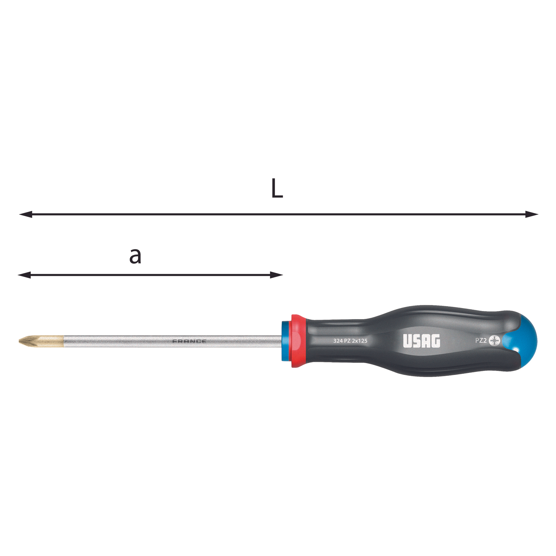 2x100 M3 Screwdriver for Pozidriv screws L. 220 - Usag 324 PZ