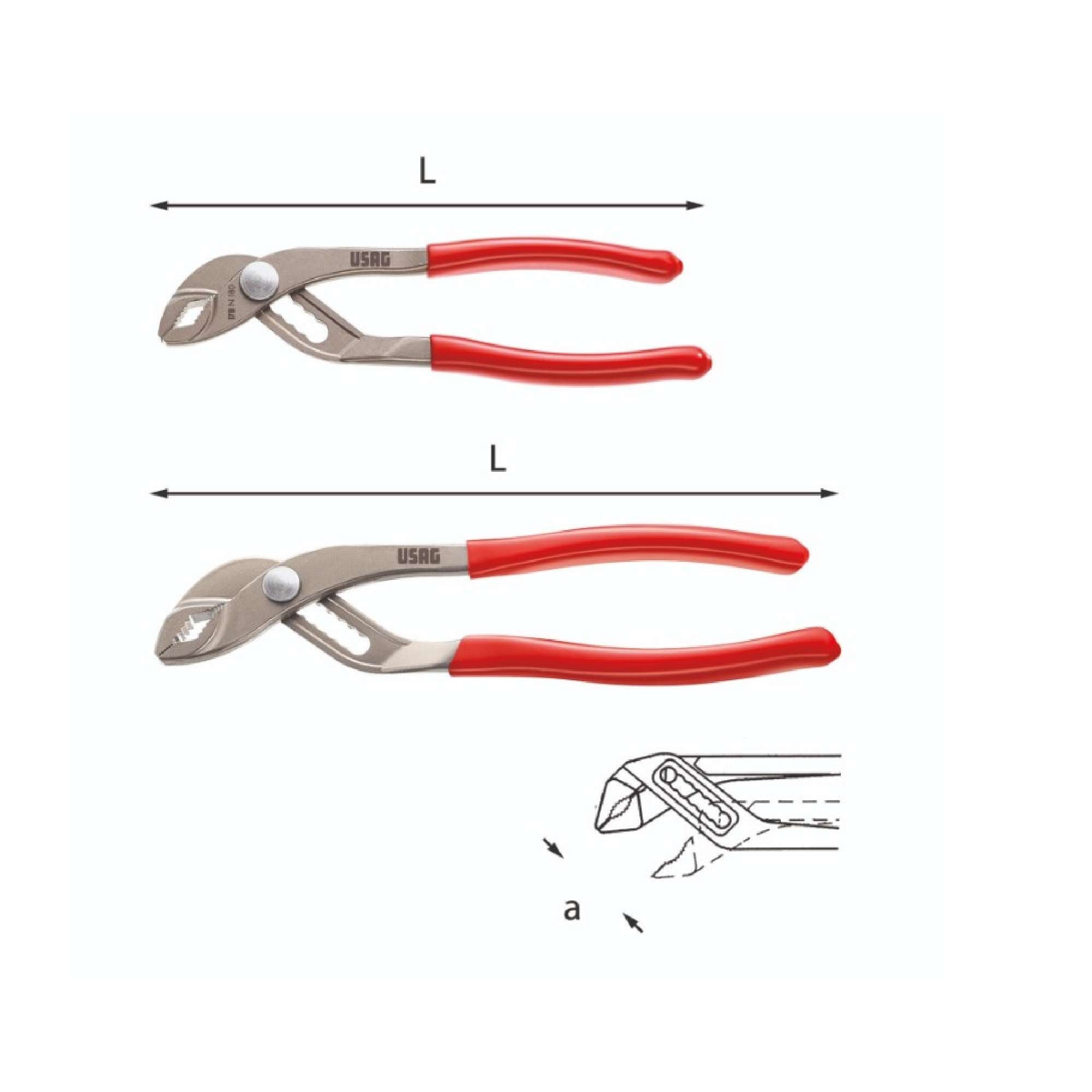 Overlapping Hinge Adjustable Pliers 180mm - Usag 178 N U01780011