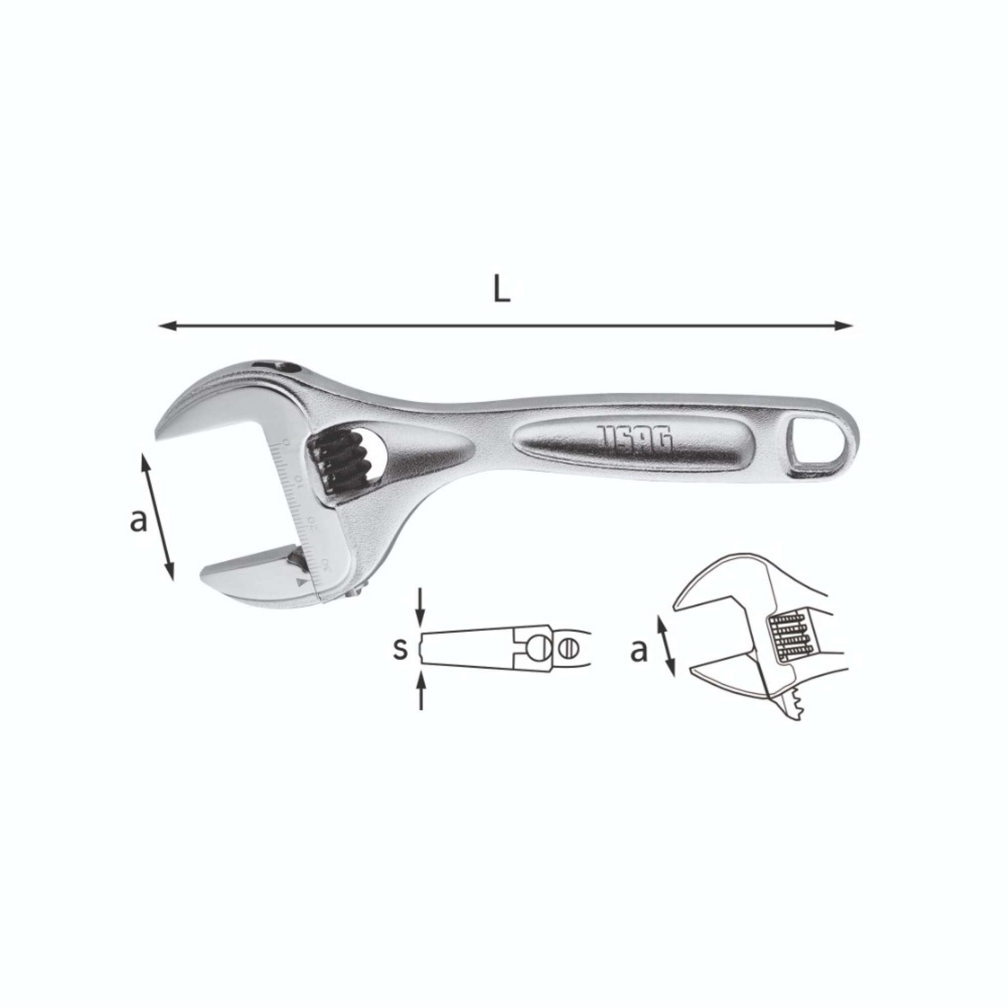 Adjustable short needle wrench 150mm - Usag 294 AC U02940010