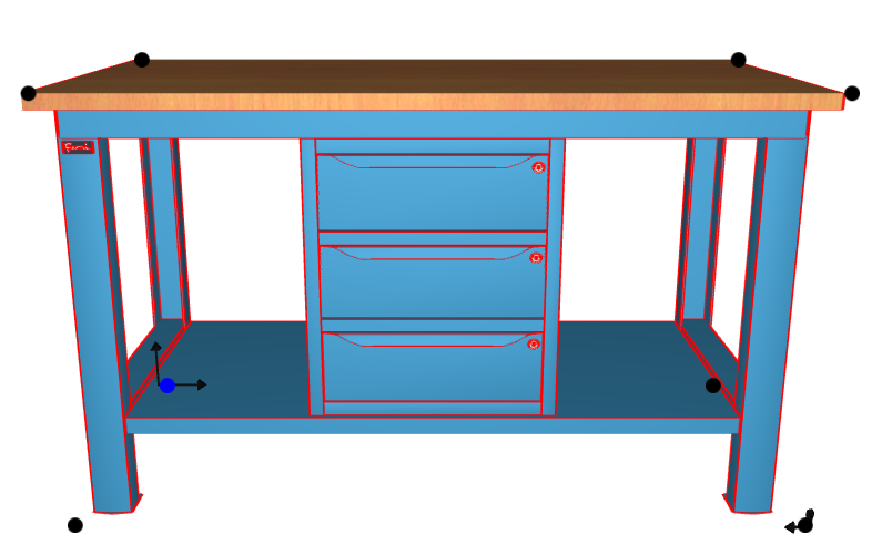 WORKSHOP WORKBENCH WOODEN TOP 1500 X 750 X 880 H - WARDROBE 3 DRAWERS - FAMI - BLUE