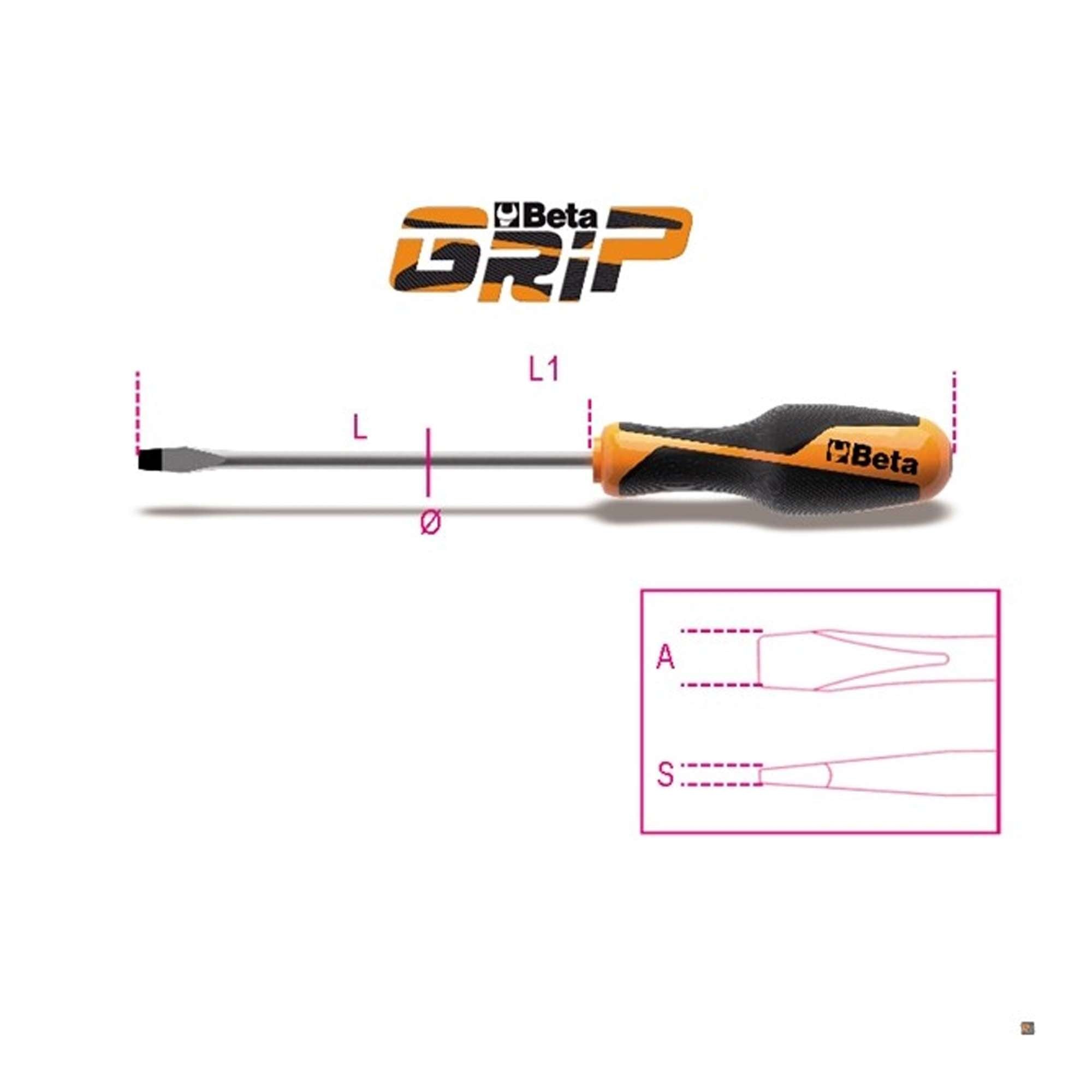 Screwdriver for slotted head screws, flat blade 5.5x100mm 12600039 BETA