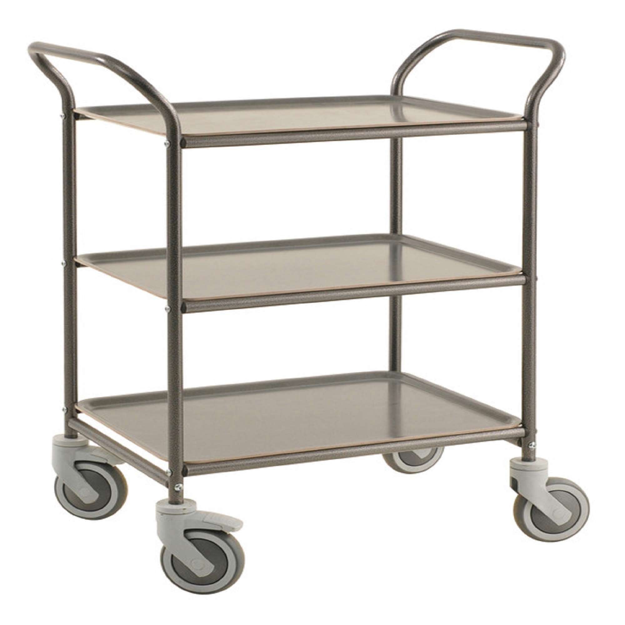 Anthracite grey / White Service trolley with 3 shelves and brake 770x495x960