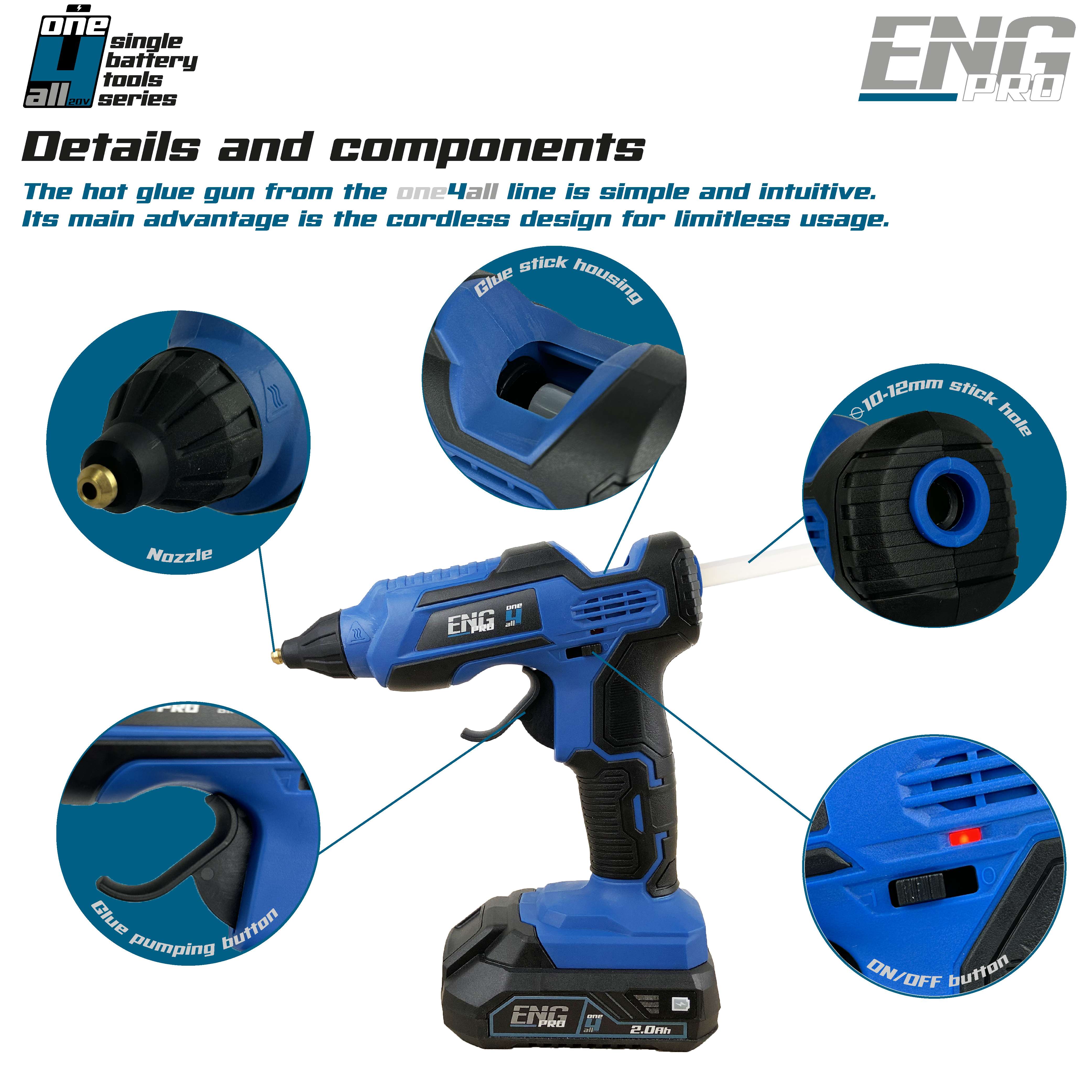 Cordless Glue Gun - Professional Line ONE4ALL 20V ENGPRO 1B20-PC00