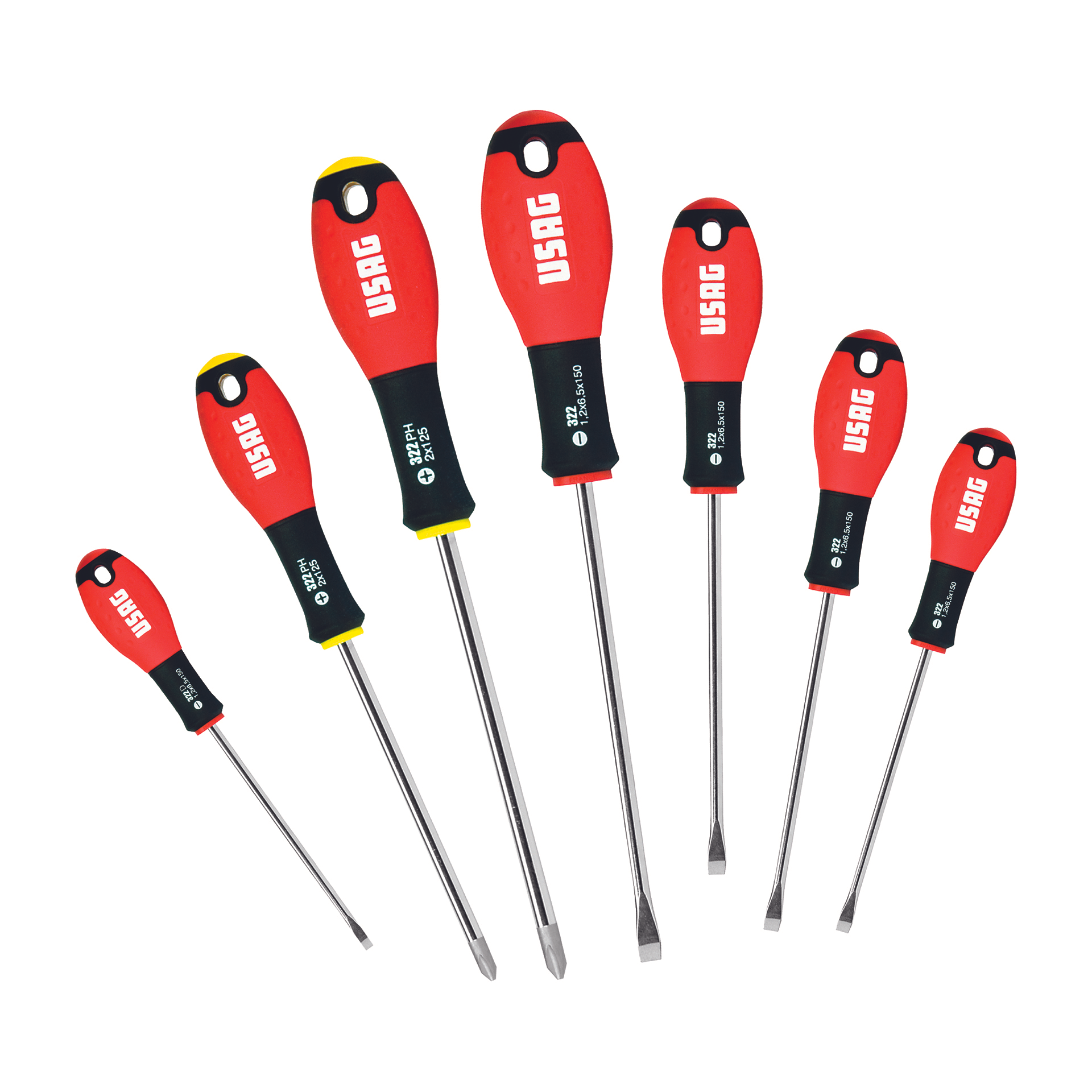 Set of 7 Screwdrivers for slotted and Phillips screws U03220254 USAG 322 SH7