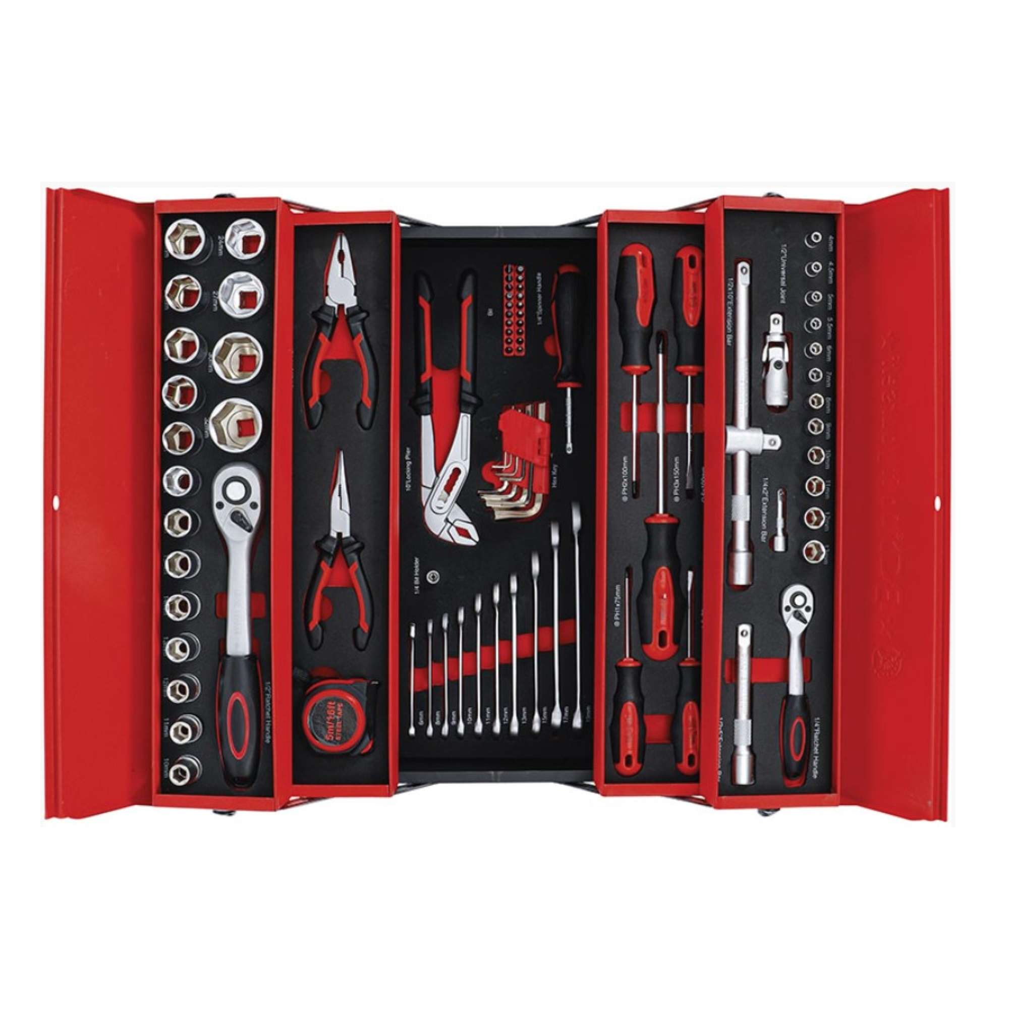 5-compartment toolbox with 86 tools - Fermec BGS 6056