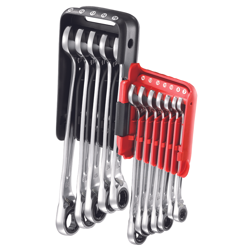 Set of 8 combination ratchet wrenches with retaining ring - Usag 285 KA/DS12