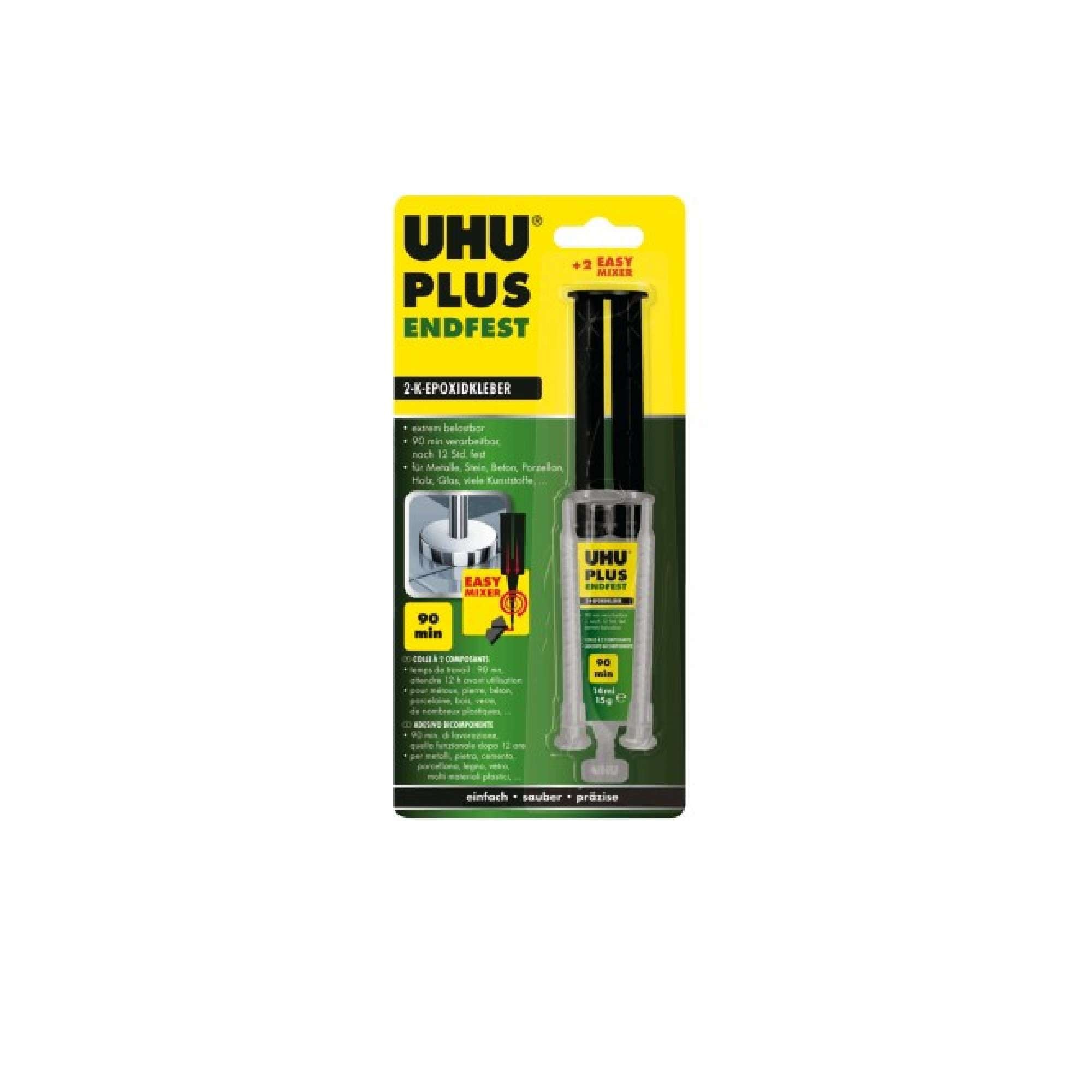 Glue Bicomp.Uhu Plus 90Min. Mixer 14Ml. - UHU Bostik 63247