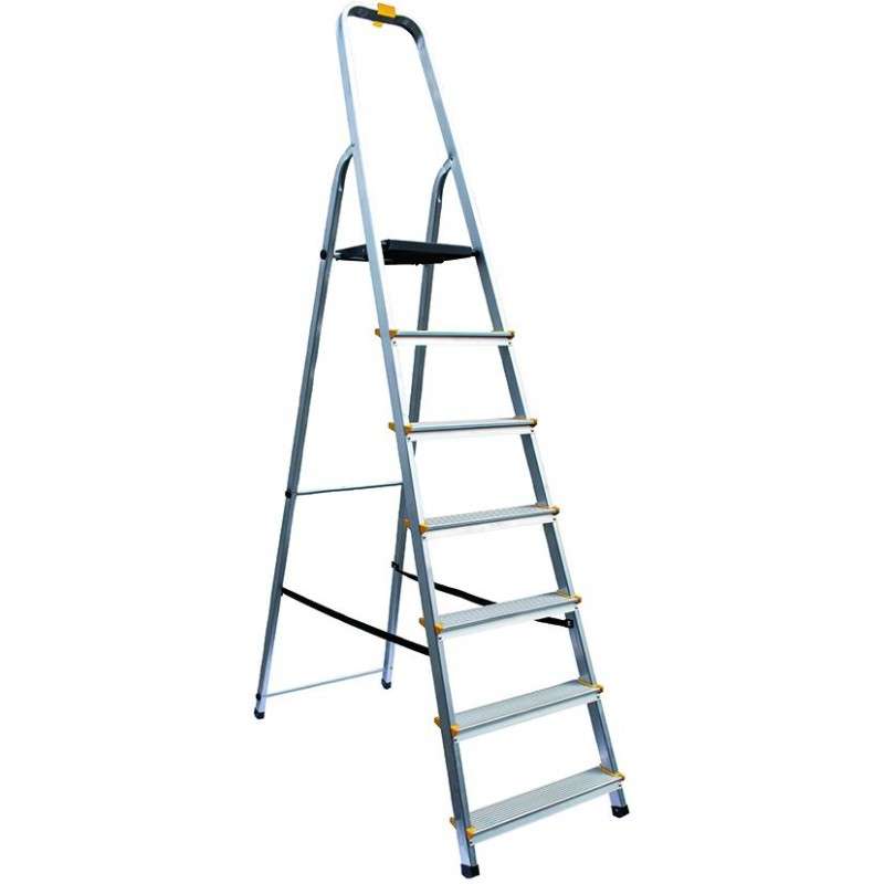 Aluminum ladder with 7 steps EN-131 max capacity 150kg - Vigor Ercole