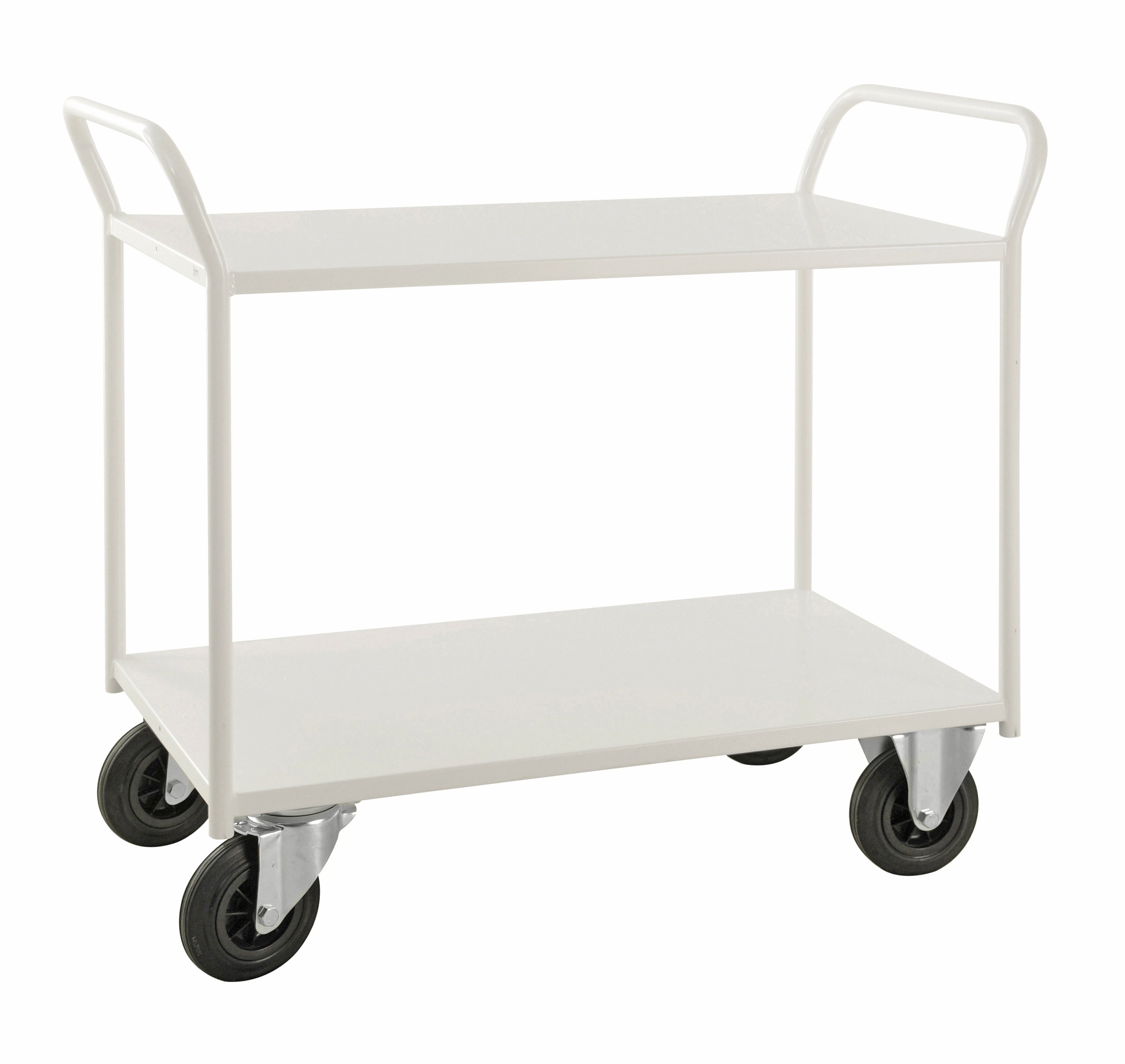 Shelf trolley 2 levels, fully welded White brake - KM4168B Kongamek