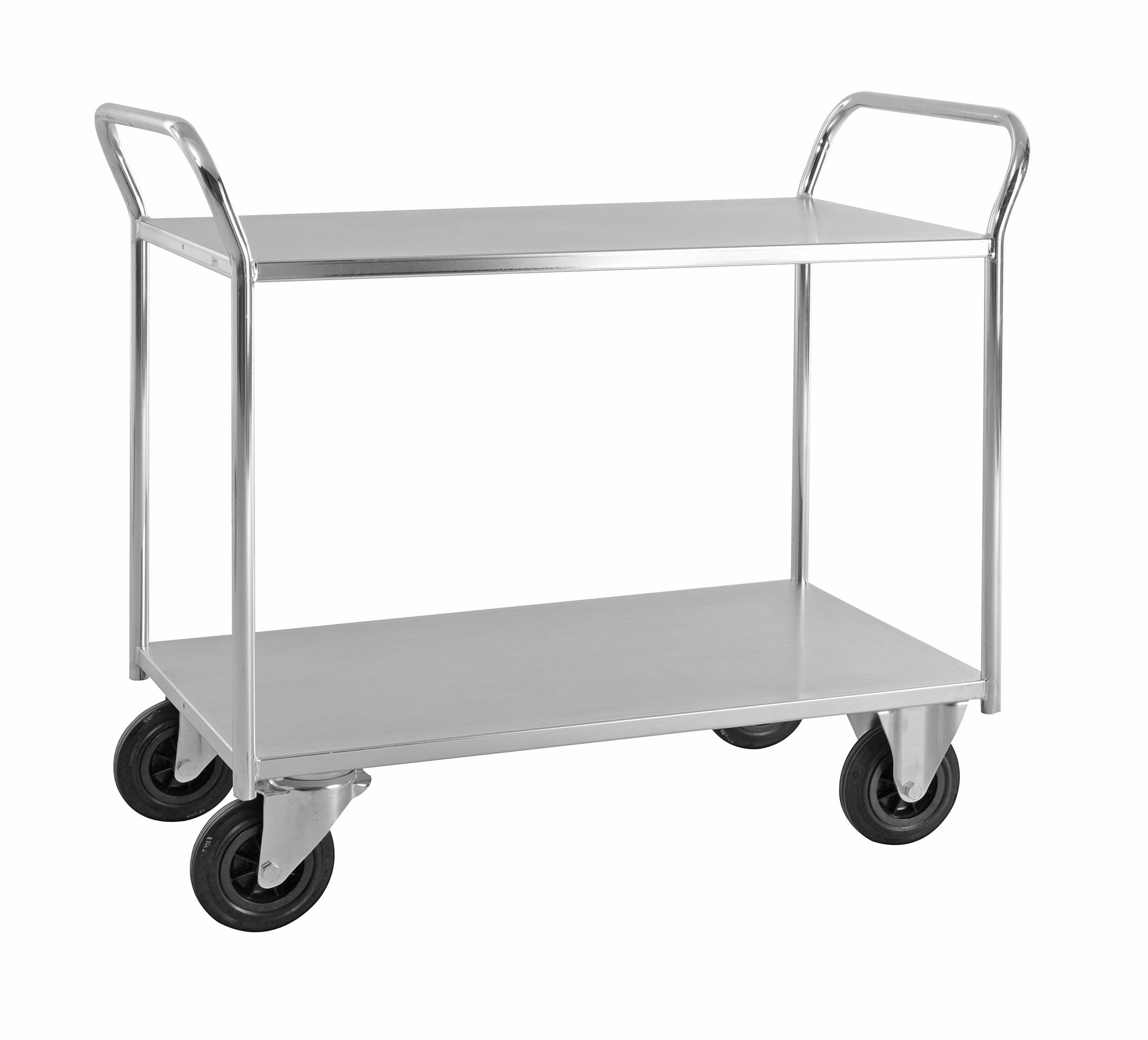 Shelf trolley 2 levels fully welded Electro galvanized brake KM4168-EB Kongamek