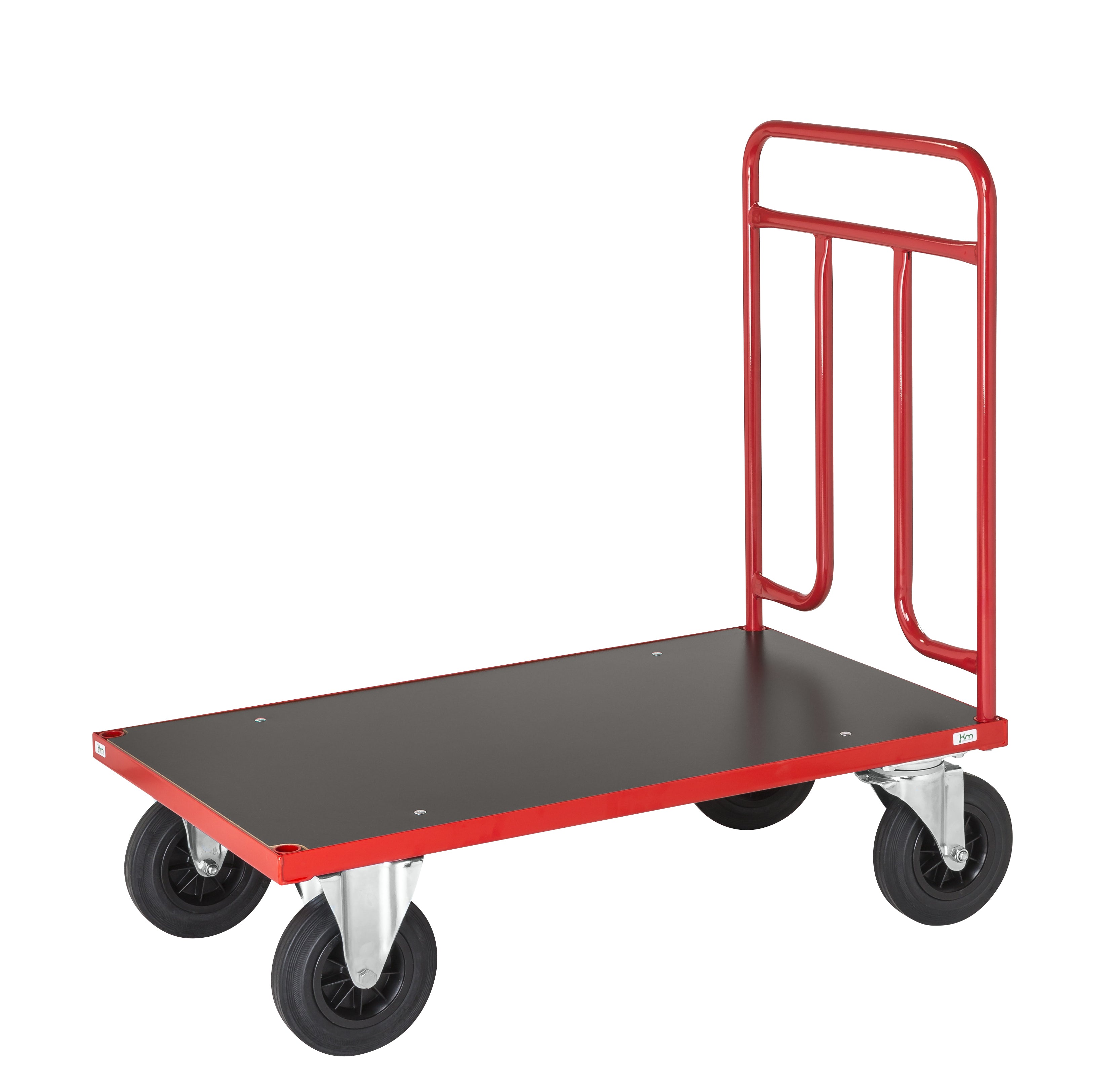 Platform trolley with tailboard 2 fixed wheels 2 swivel 1200 x 700 x 1000