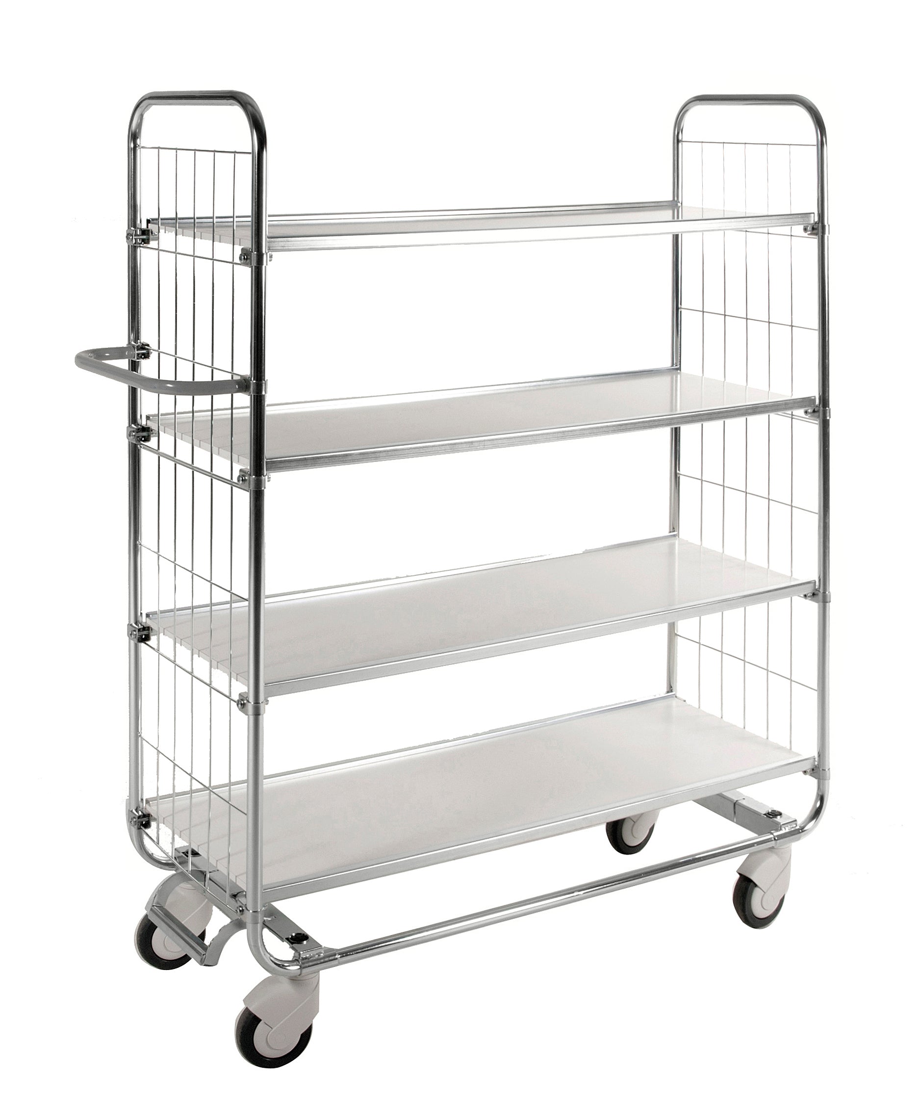 8000 series white 4-wheeled everything trolley with brake - Kongamek