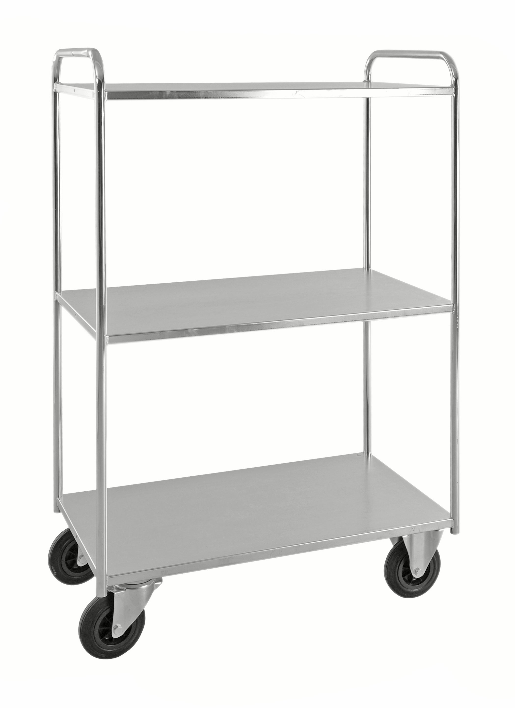 Shelf trolley 3 levels fully welded Electro galvanized brake KM4144-EB Kongamek