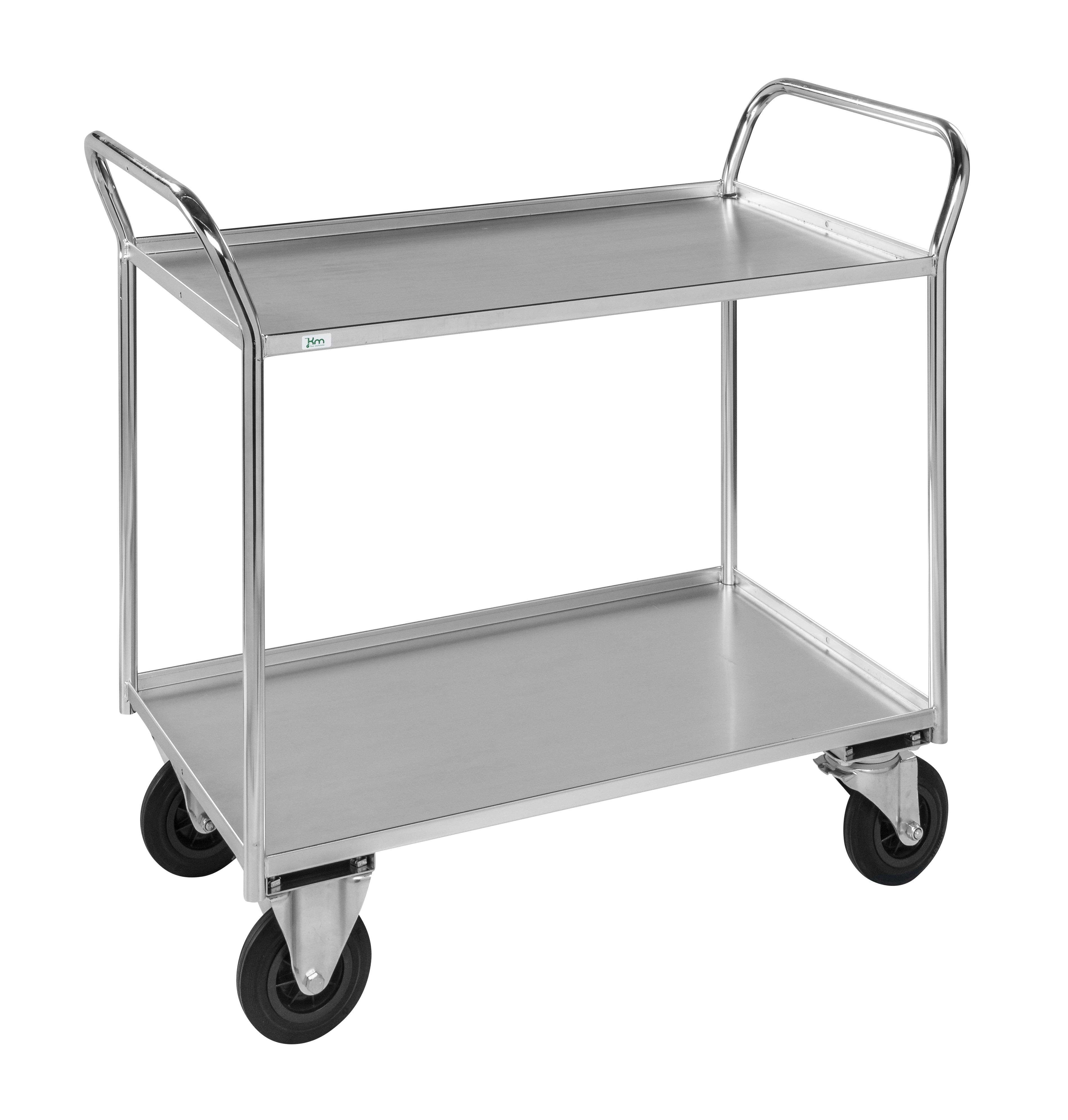 Shelf trolley 2 levels fully welded Electro galvanized brake KM4175-EB Kongamek