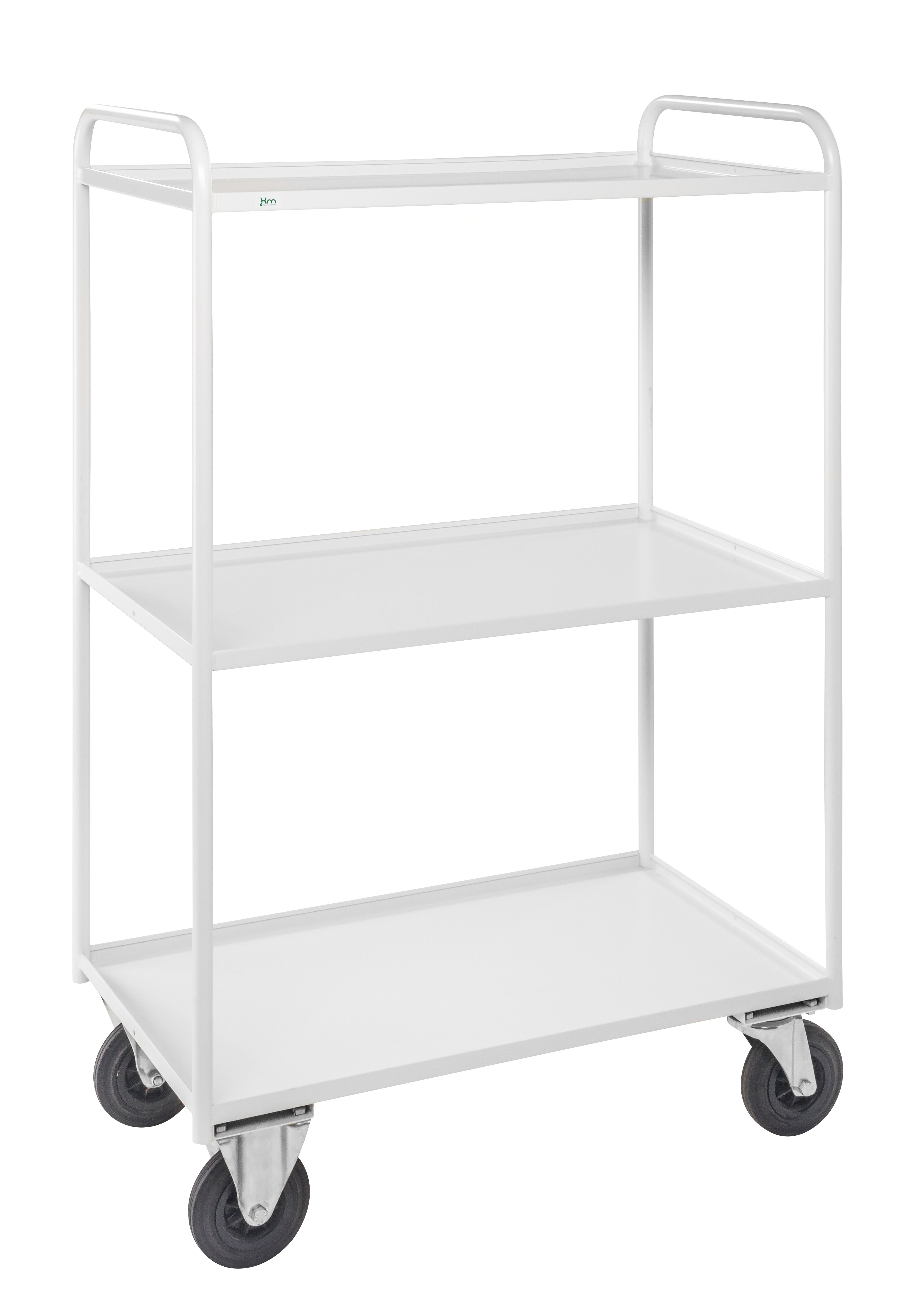 Shelf trolley 3 levels, fully welded White with brake - KM4149B Kongamek