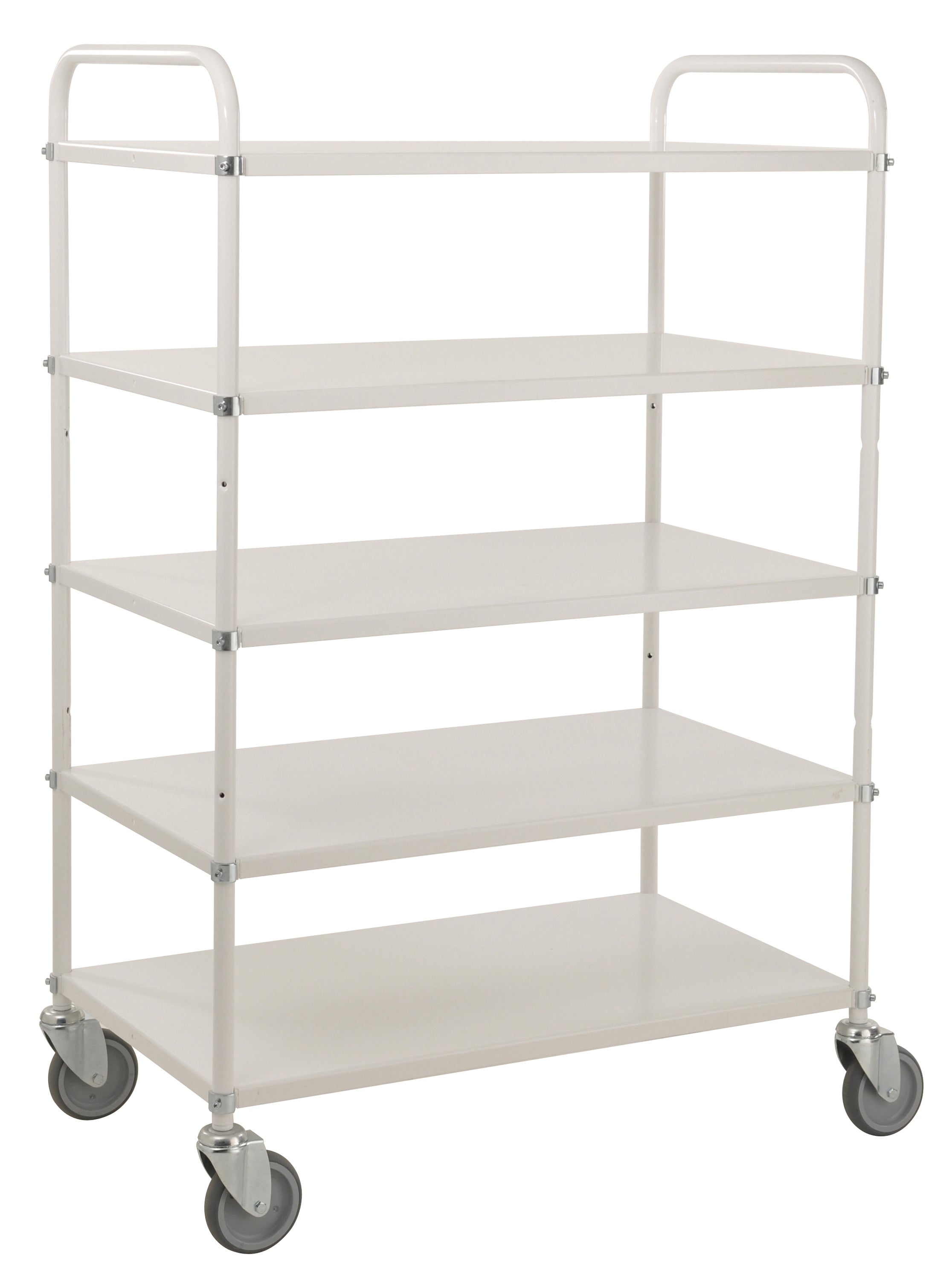 Tall sheet metal White trolley, 5 shelves L x W x H (mm) 980 x 585 x 1445