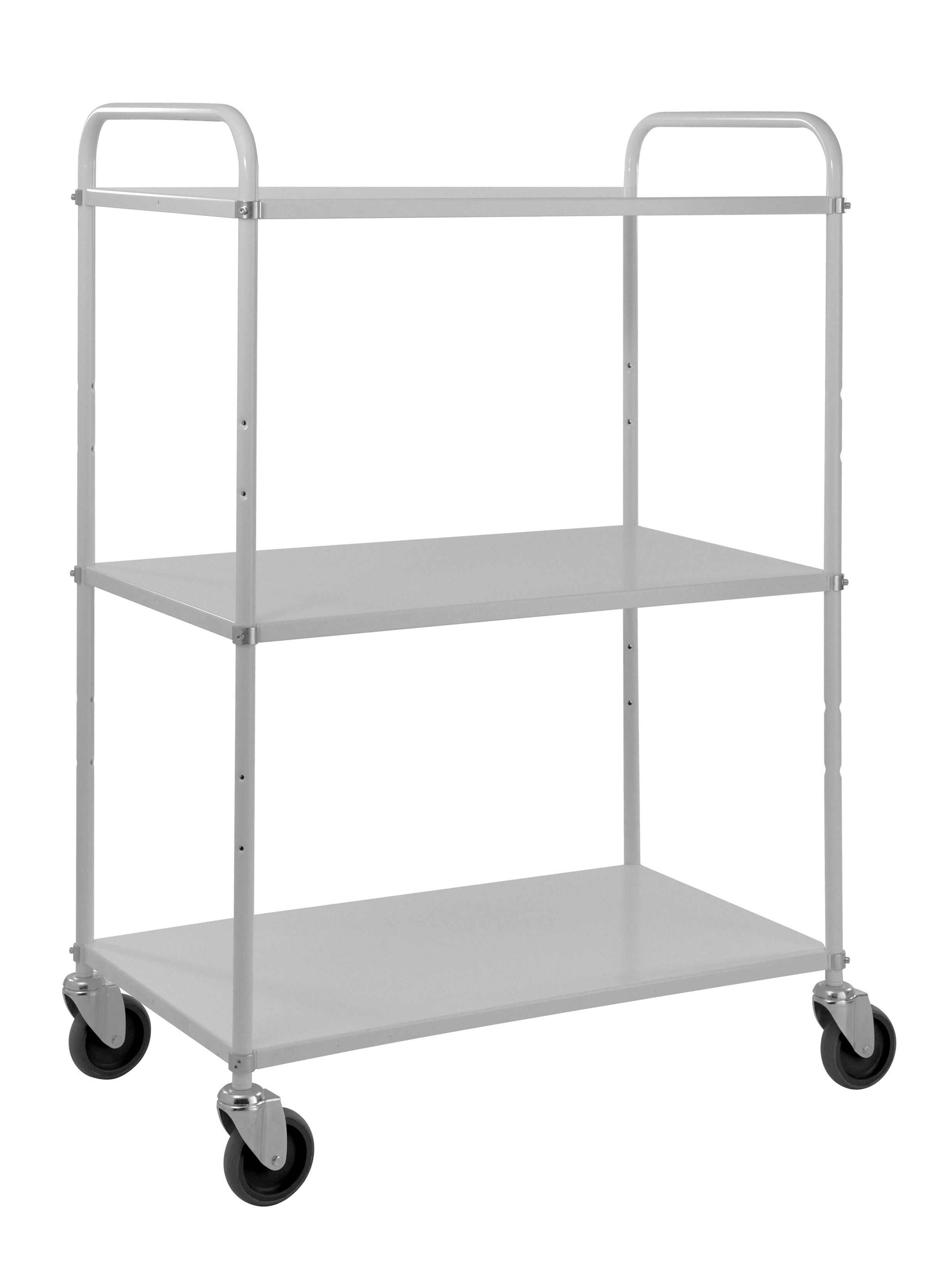 Tall sheet metal Gray trolley, 3 shelves L x W x H (mm) 980 x 585 x 1445