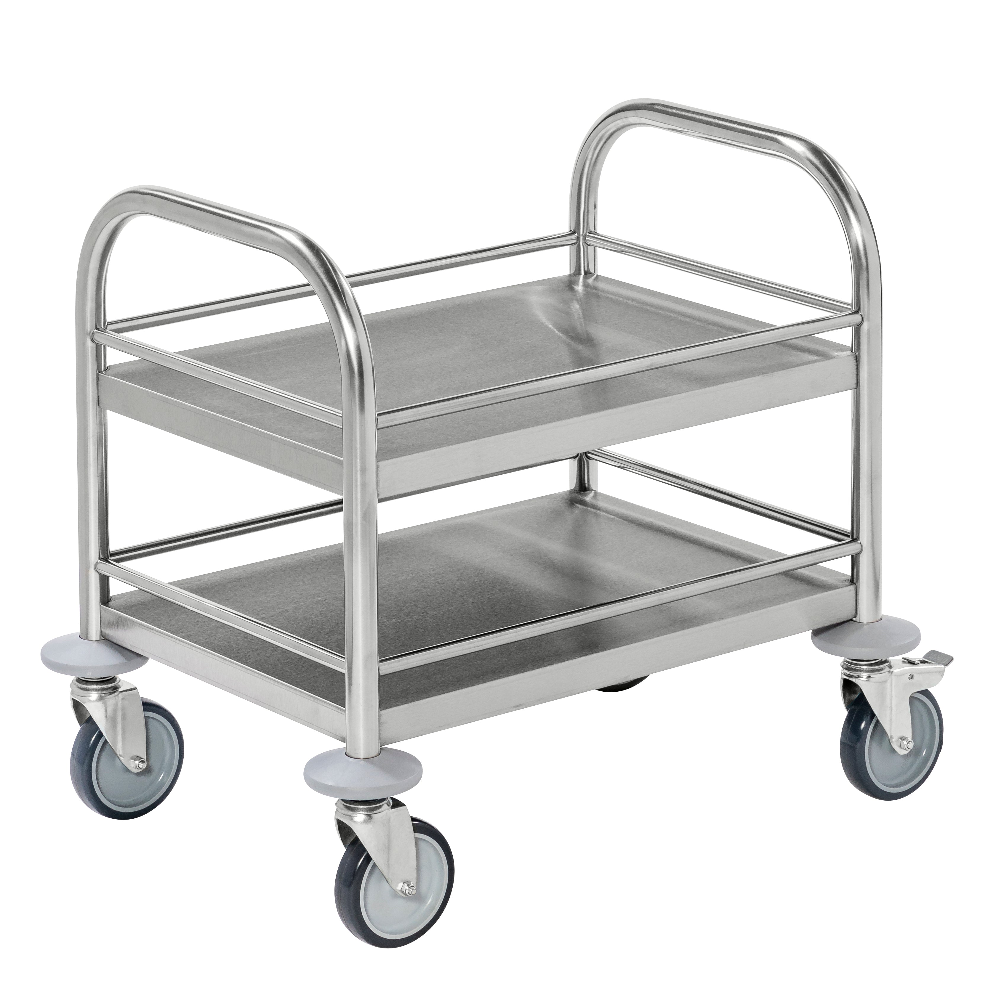 Stainless steel carts small 4 swivel 2 with brake 530 x 375 x 550 Kongamek