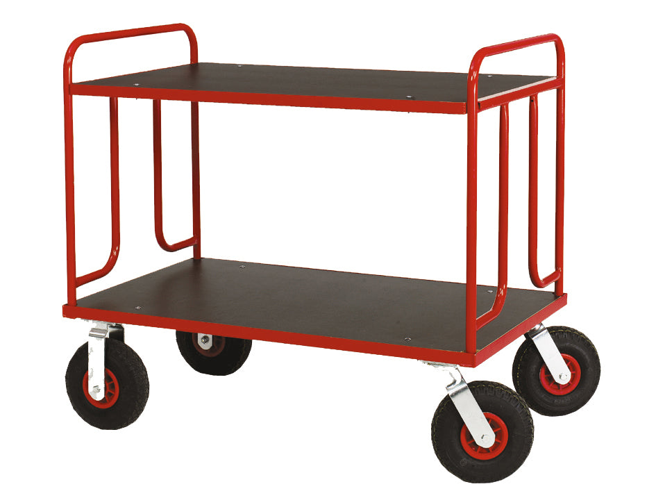 Platform trolley with red laminate shelf - Kongamek