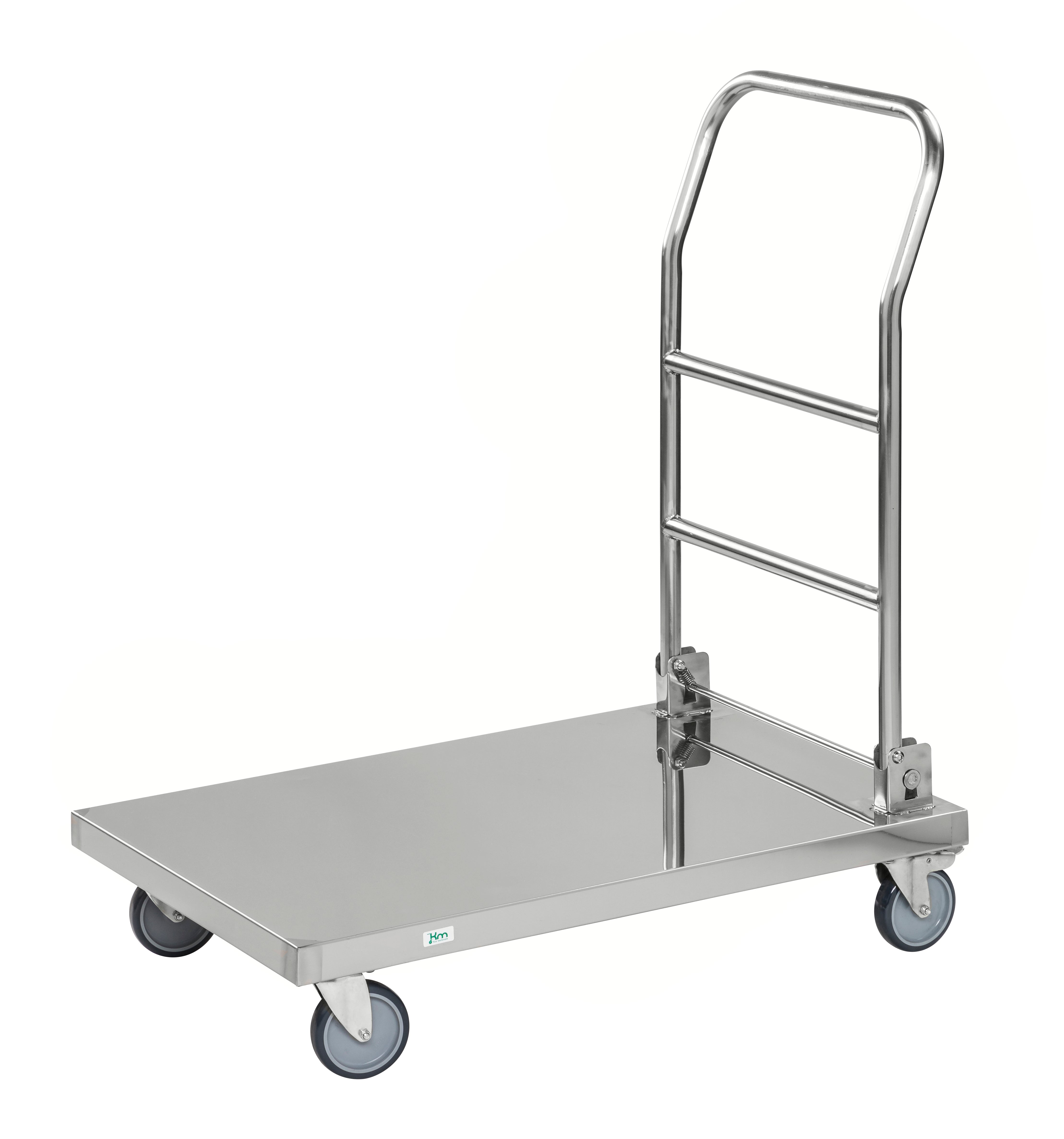 Stainless steel platform trolley with folding handle 830x530x940