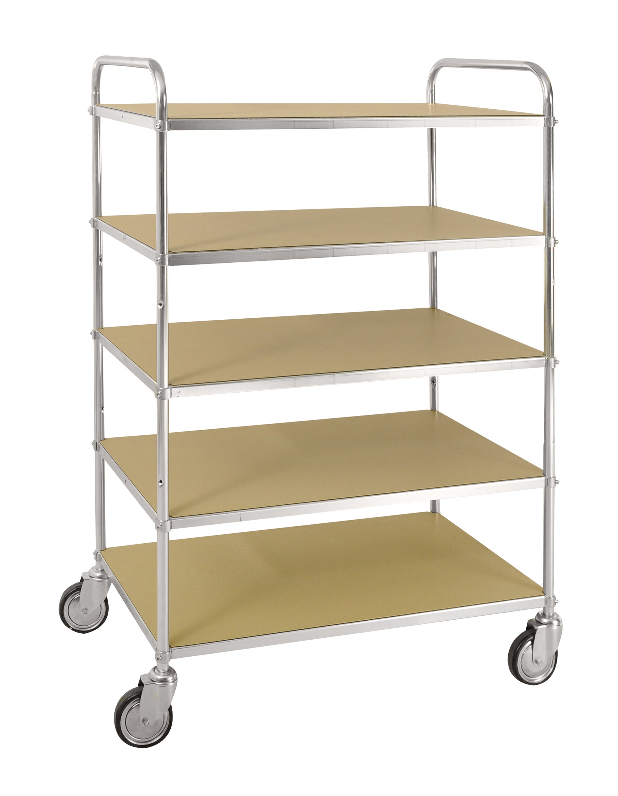 Tall shelf trolley in sheet metal with 5 shelves, LxWxH (mm) 980x585x1445