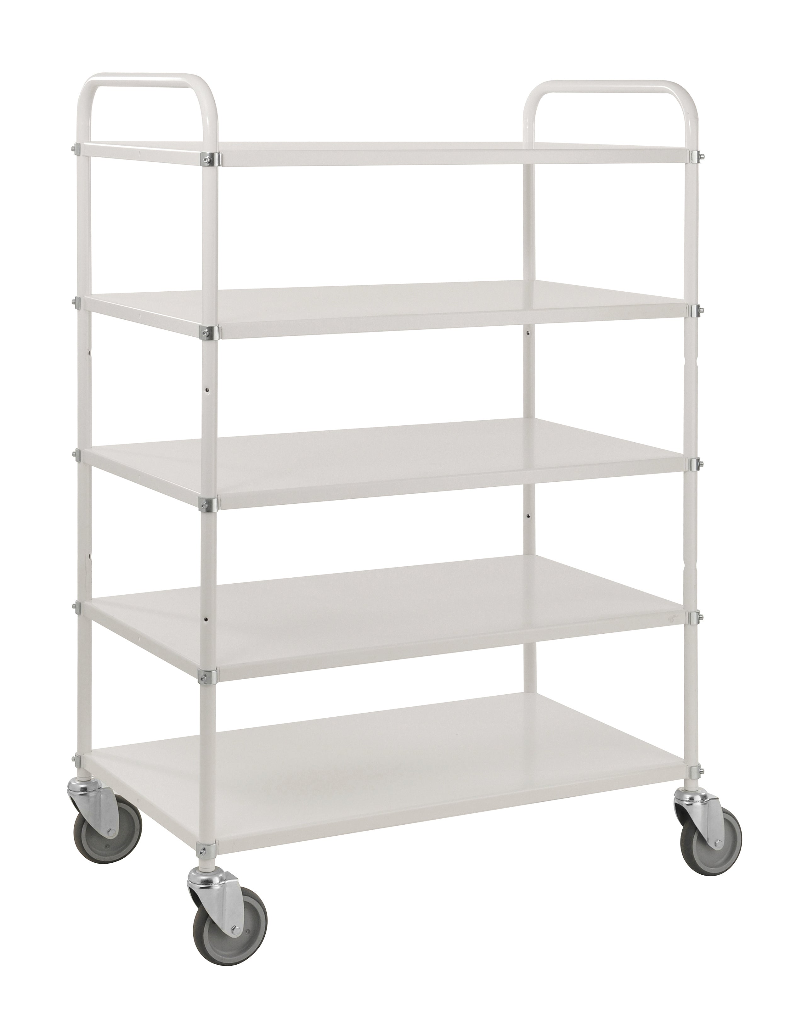 Tall sheet metal White trolley, 5 shelves L x W x H (mm) 980 x 585 x 1445